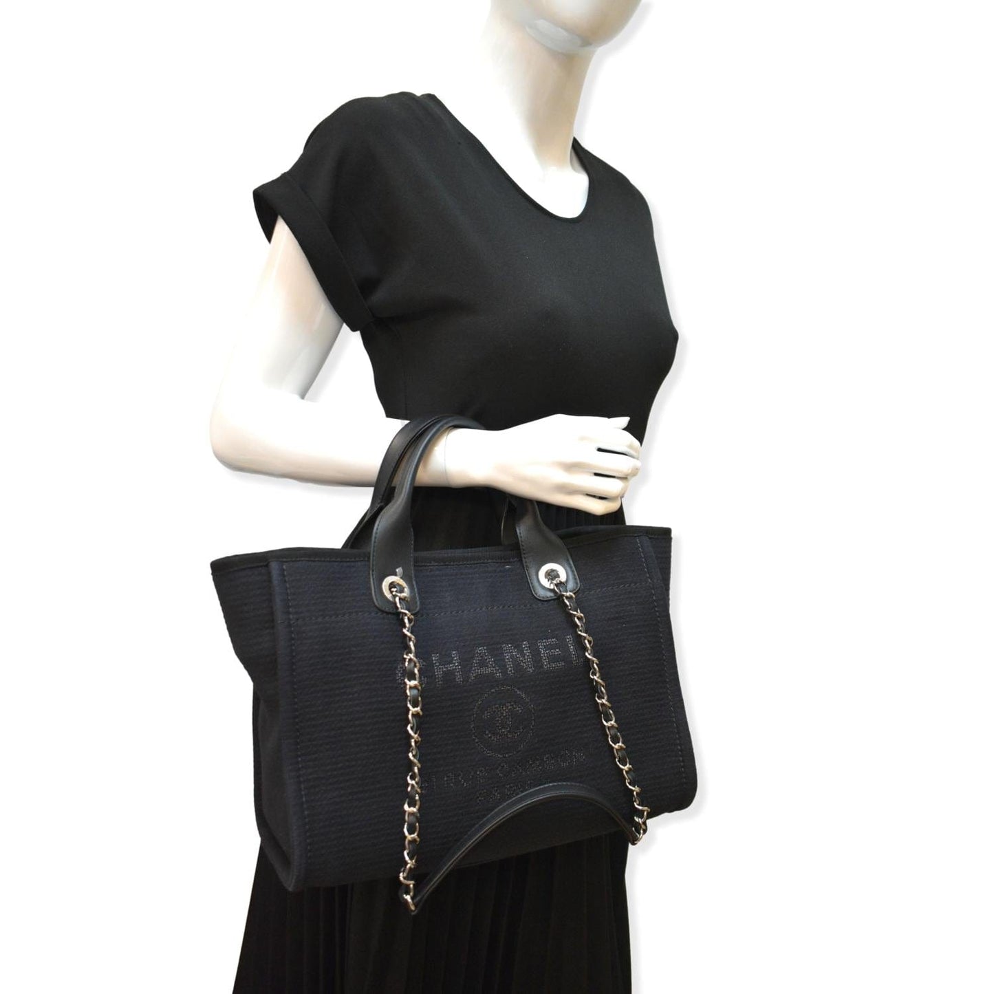 Chanel Deauville Shopping Black Travel Bag