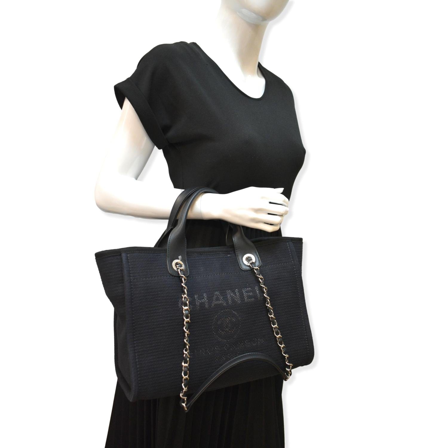 Chanel Deauville Shopping Black Travel Bag