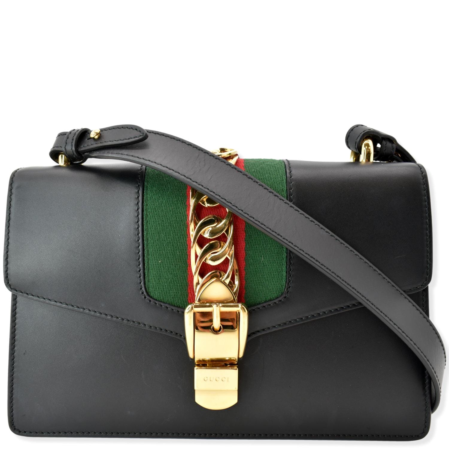 Gucci Sylvie Shoulder Bag Leather Black