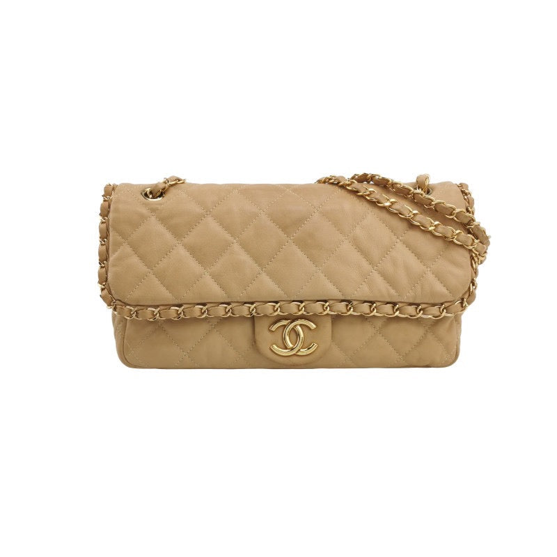 Chanel Me Around Flap Calfskin Beige Leather Shoulder Bag