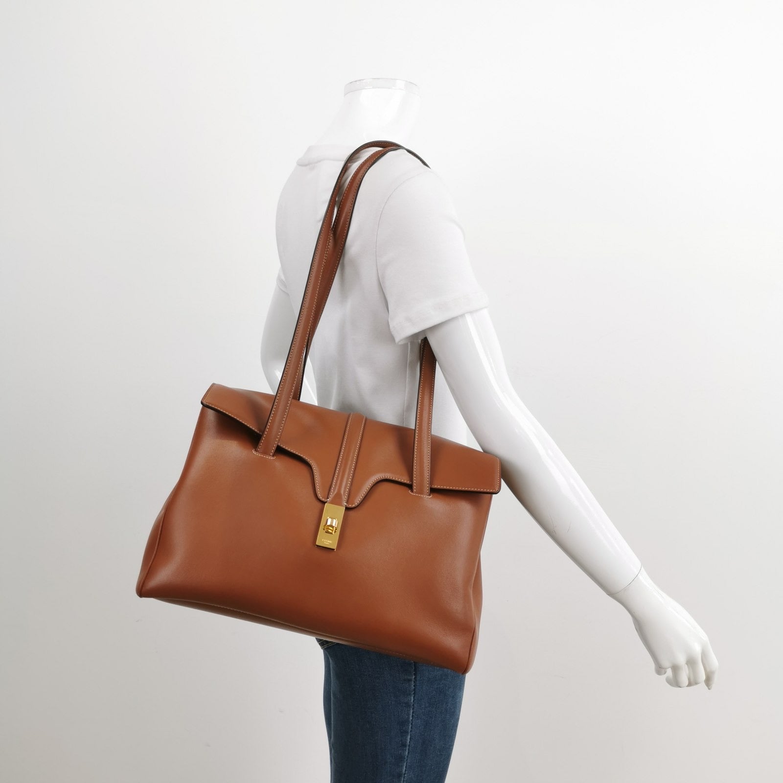 Celine Medoim Soft Bag Caramel Natural Smooth Calfskin Leather Tan Travel Bag