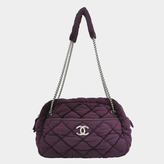 Chanel Nylon Bubble Striped Quilt Accordion Flap Shoulder Bag