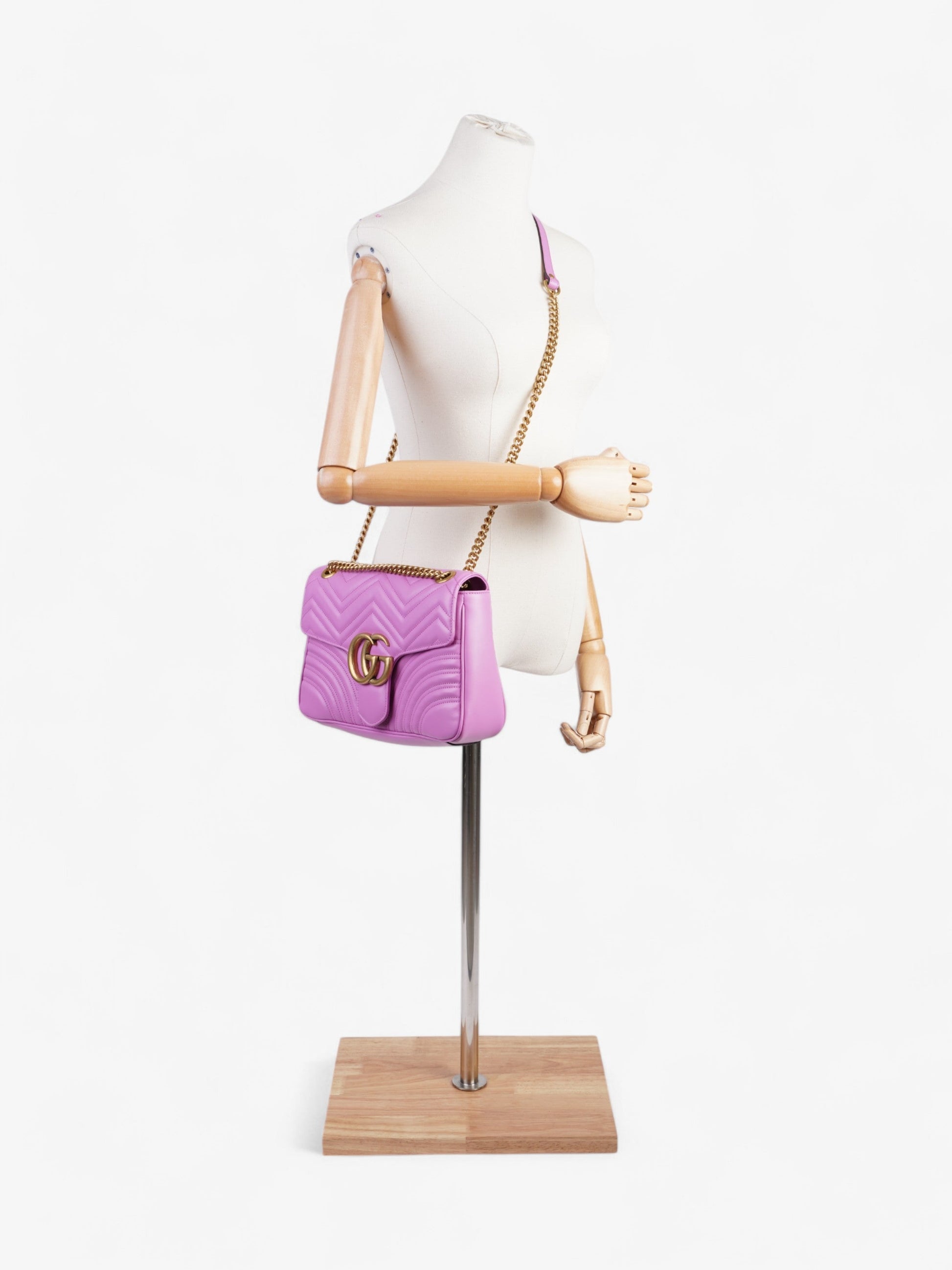 Gucci Marmont Light Purple Shoulder Bag Leather Matelasse