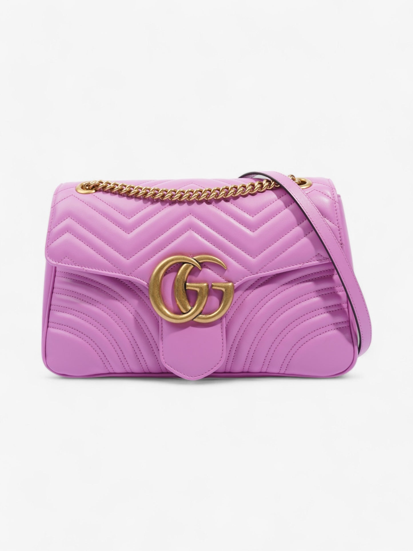 Gucci Marmont Light Purple Shoulder Bag Leather Matelasse