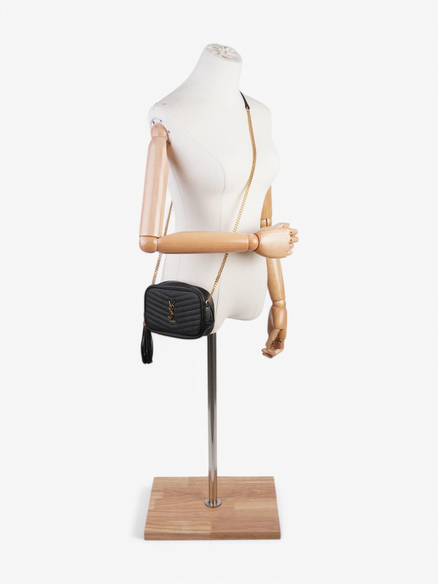 YSL Saint Laurent Lou Camera Bag Grained Leather Black Mini Crossbody Bag