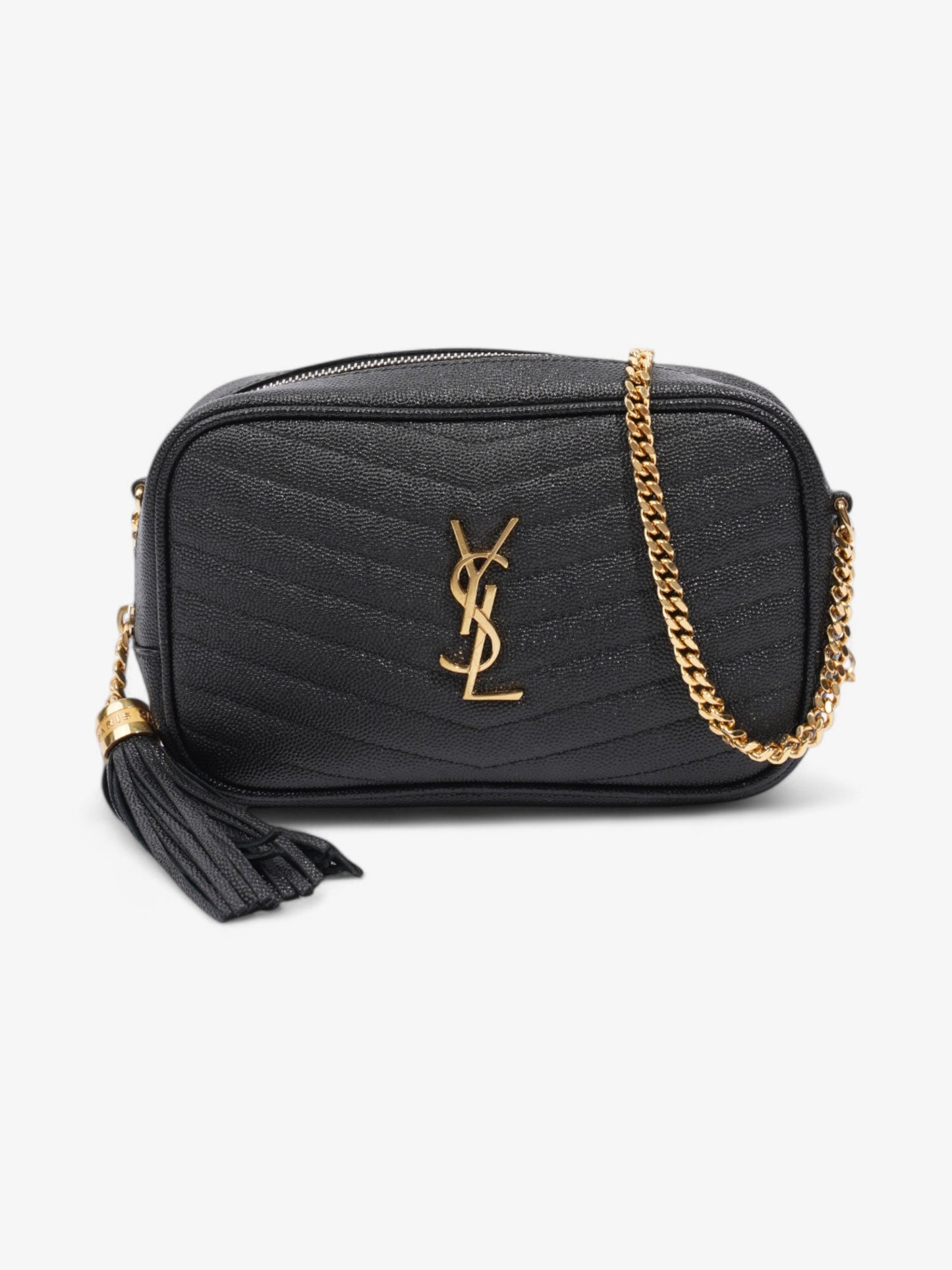 YSL Saint Laurent Lou Camera Bag Grained Leather Black Mini Crossbody Bag