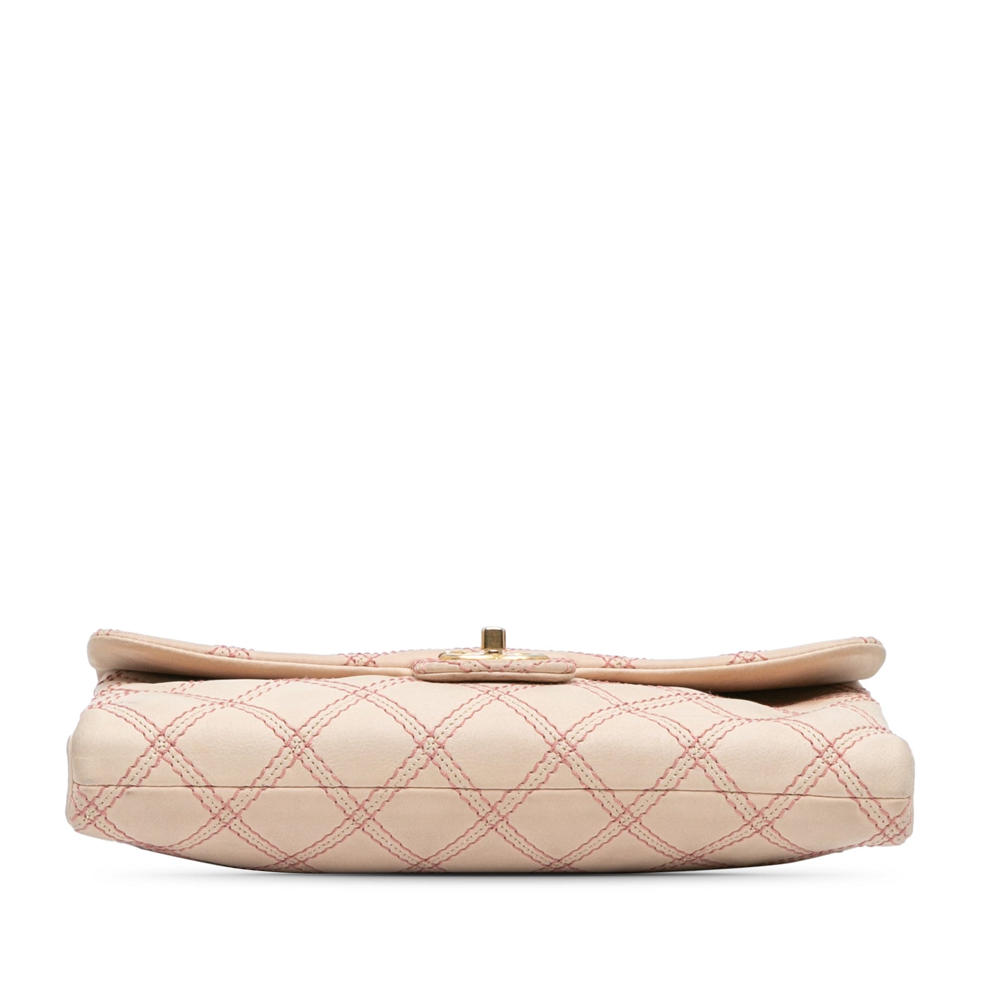 Pink Chanel Jumbo Quilted Calfskin Triple Stitched Flap Crossbody Bag