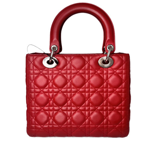 Dior Lady Bag Lambskin Cannage Without Strap Leather Red Travel Bag
