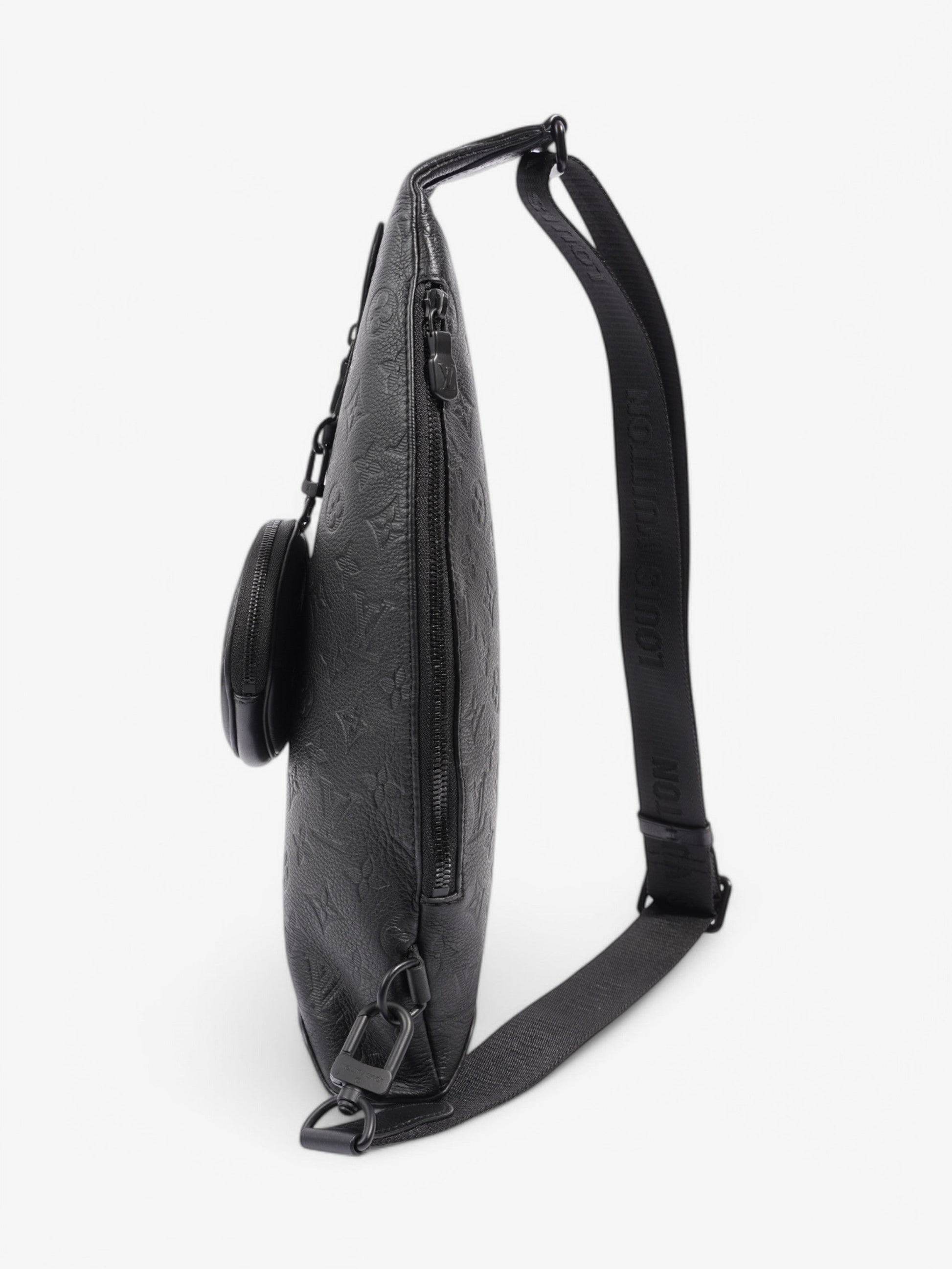 Louis Vuitton Duo sling Embossed Leather Black Crossbody Bag