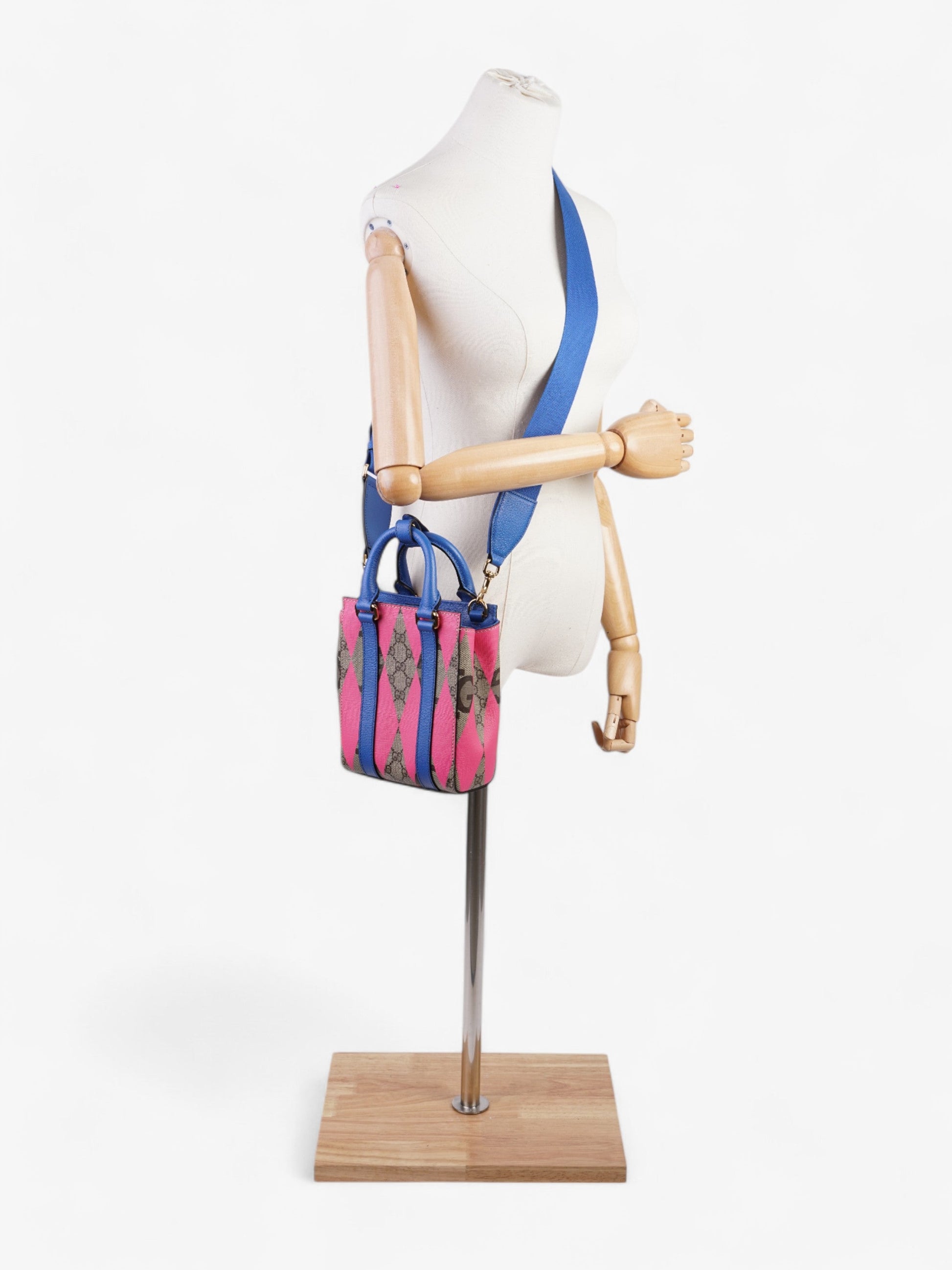 Gucci Rhombus Printed Supreme Mini Crossbody Bag Canvas Blue