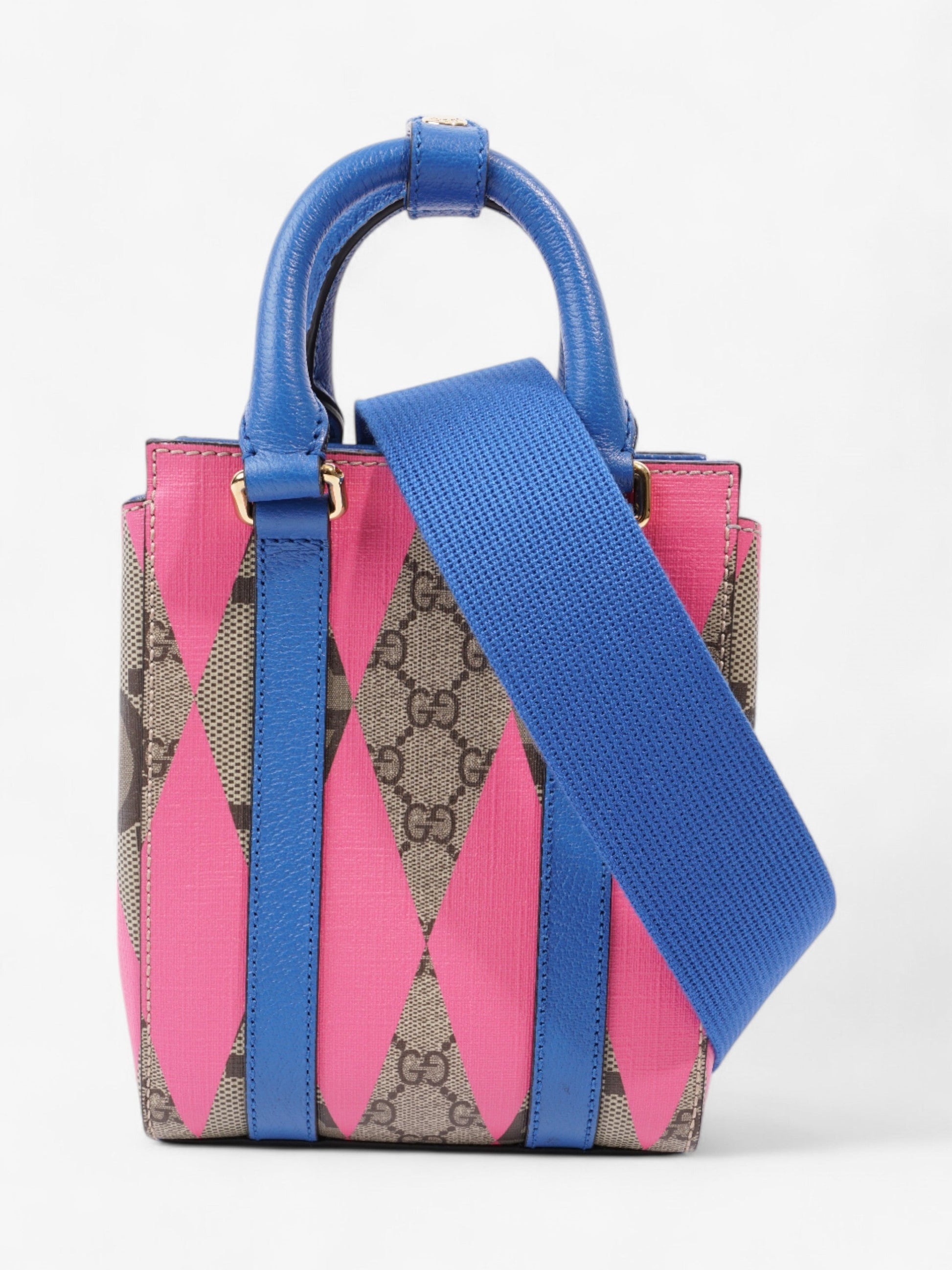 Gucci Rhombus Printed Supreme Mini Crossbody Bag Canvas Blue