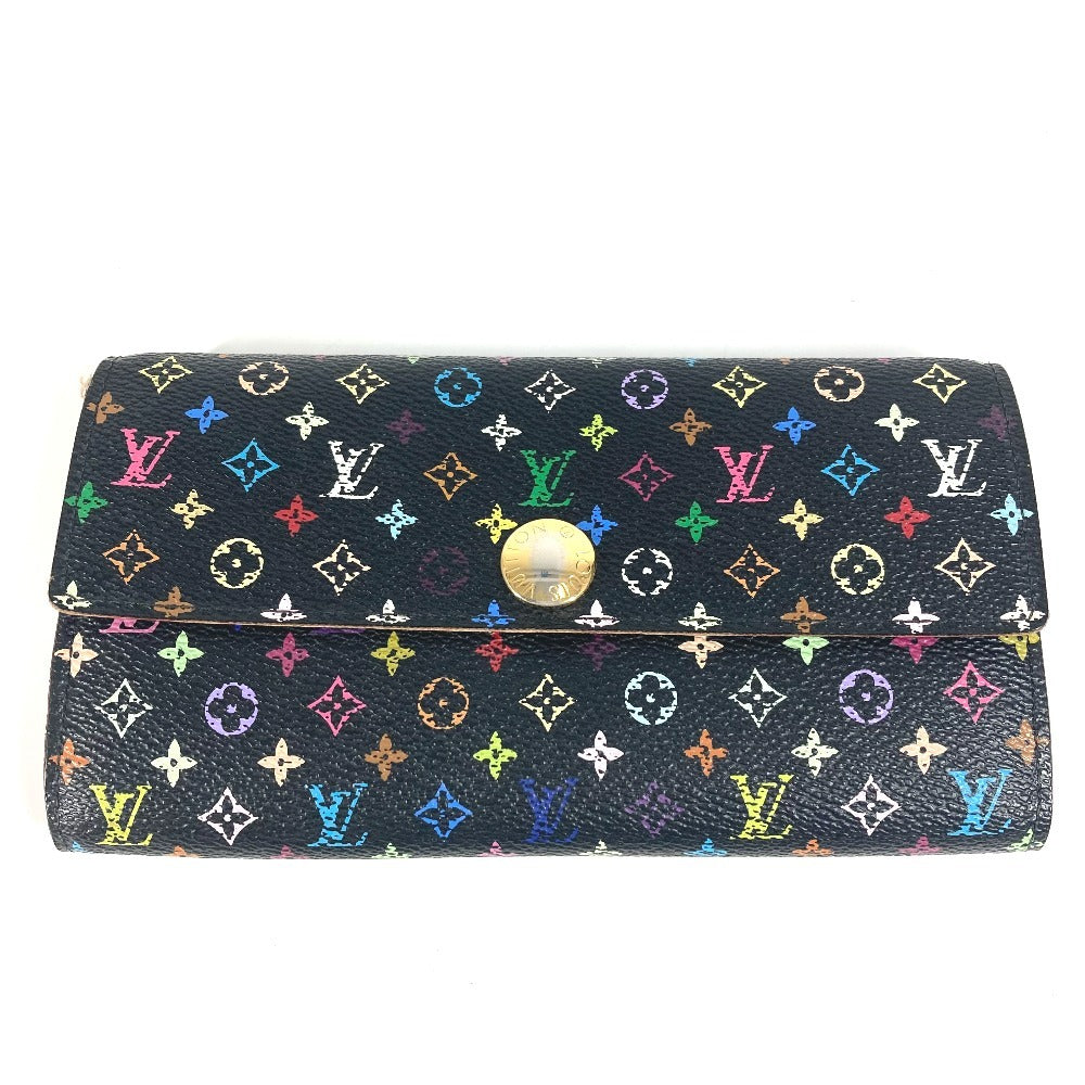 Louis Vuitton Long Purse M93533 Portefeuille Sarah Monogram Canvas Black Multicolor Wallet Case