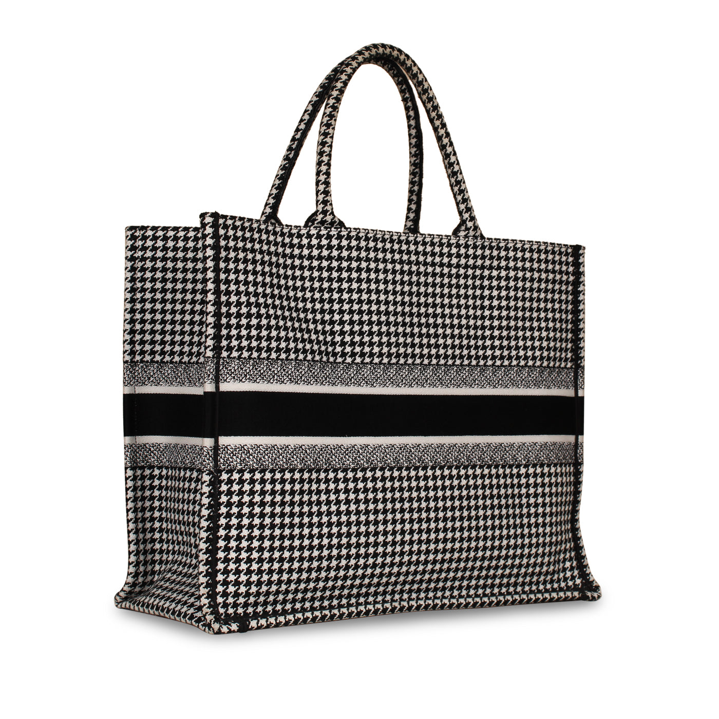 Dior Christian Book Tote Houndstooth Large Tote Bag
