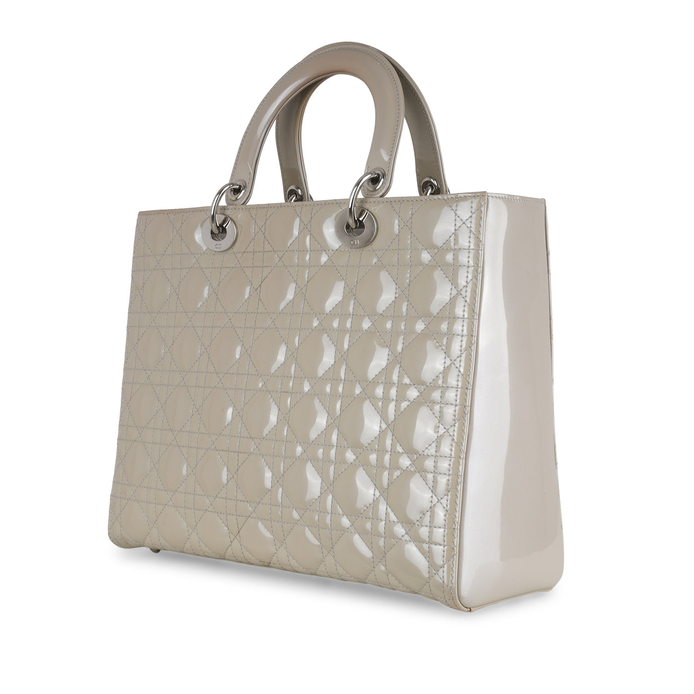 Dior Christian Lady Shoulder Bag Large Cream Patent Shw