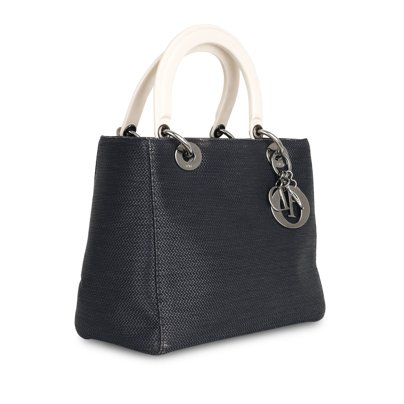 Dior Christian Lady Crossbody Bag Medium Canvas Dark Grey