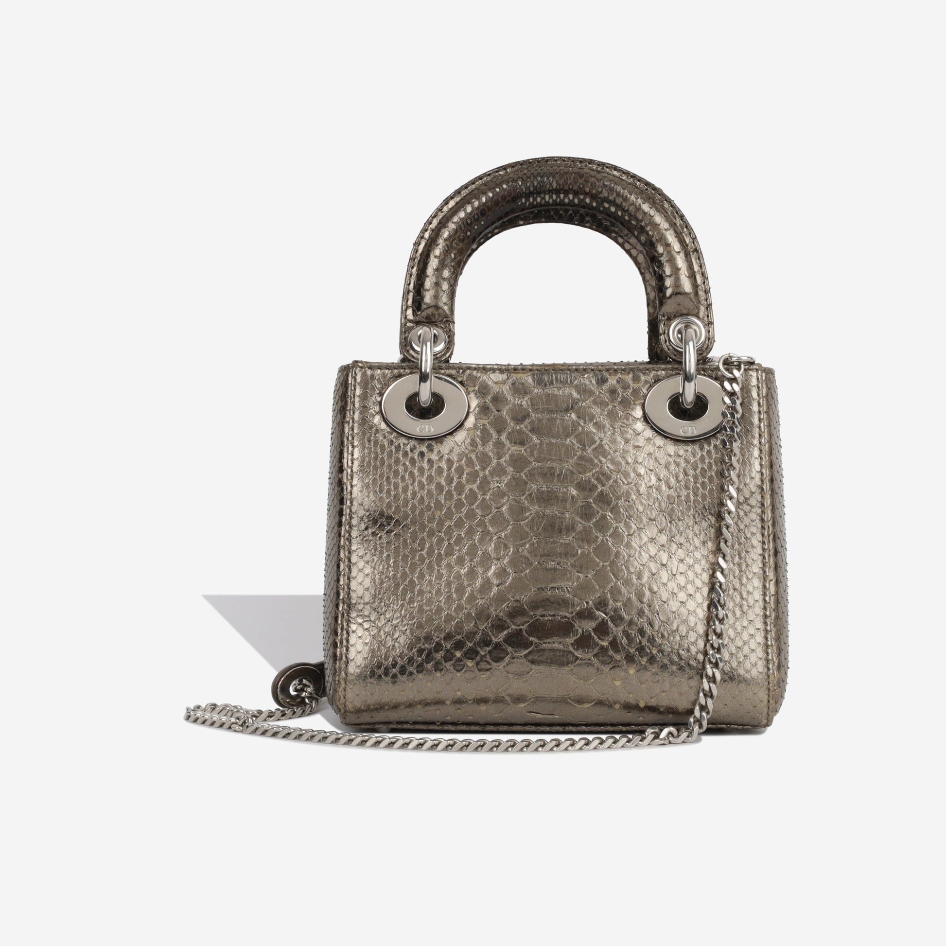 Dior Christian Lady Crossbody Bag Mini Gold Python Shw