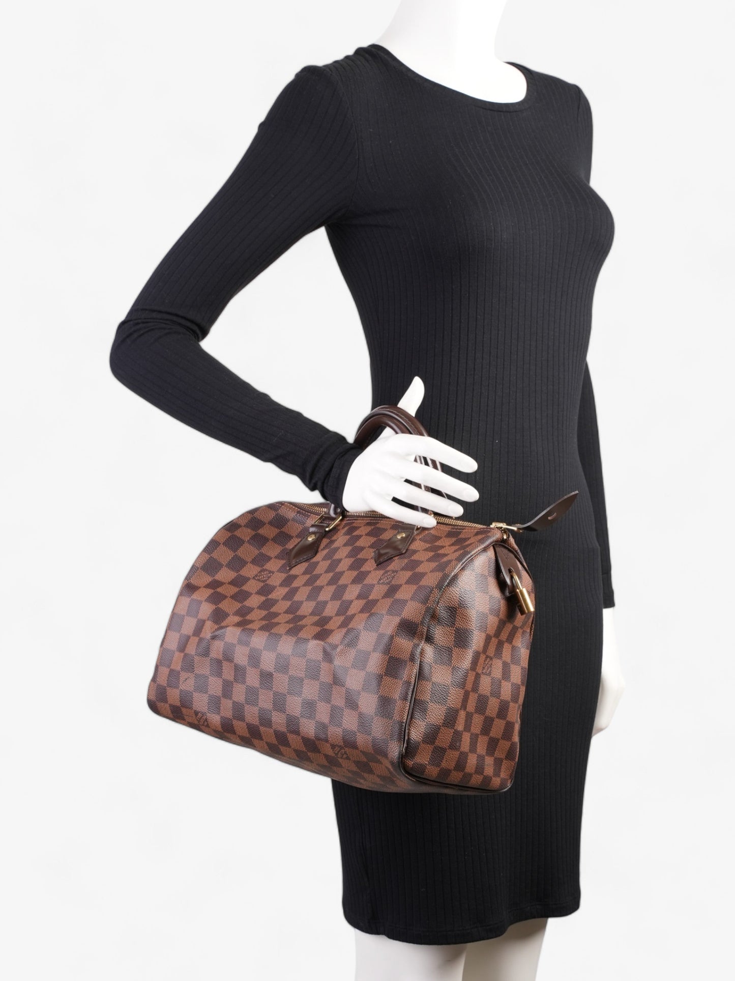 Louis Vuitton Speedy Ebene Coated 30 Canvas Coated Canvas Damier Apparel Coated Canvas