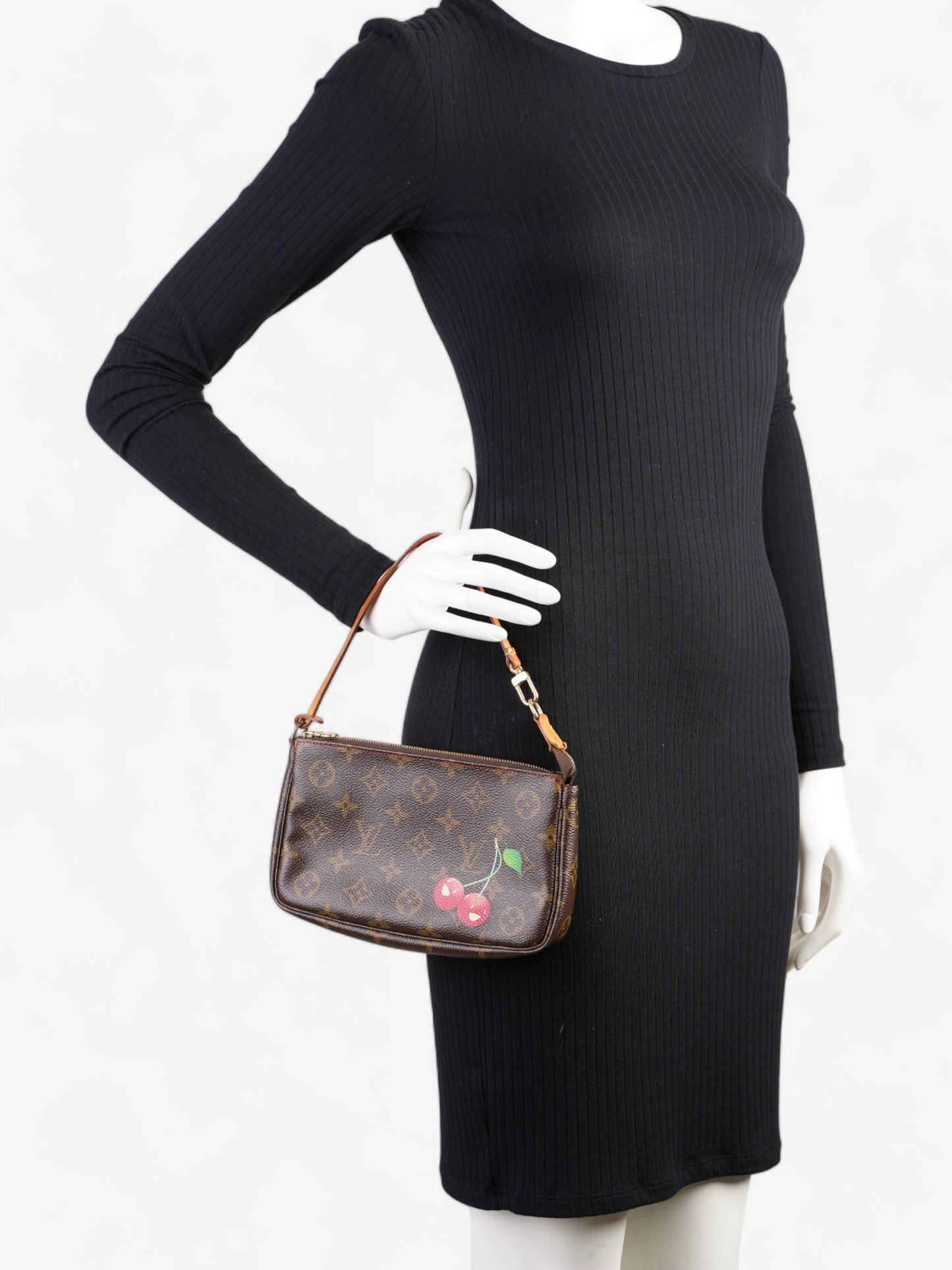 Louis Vuitton Takashi Murakami Cherry Pochette Accessoire Canvas Monogram Red Clutch Bag