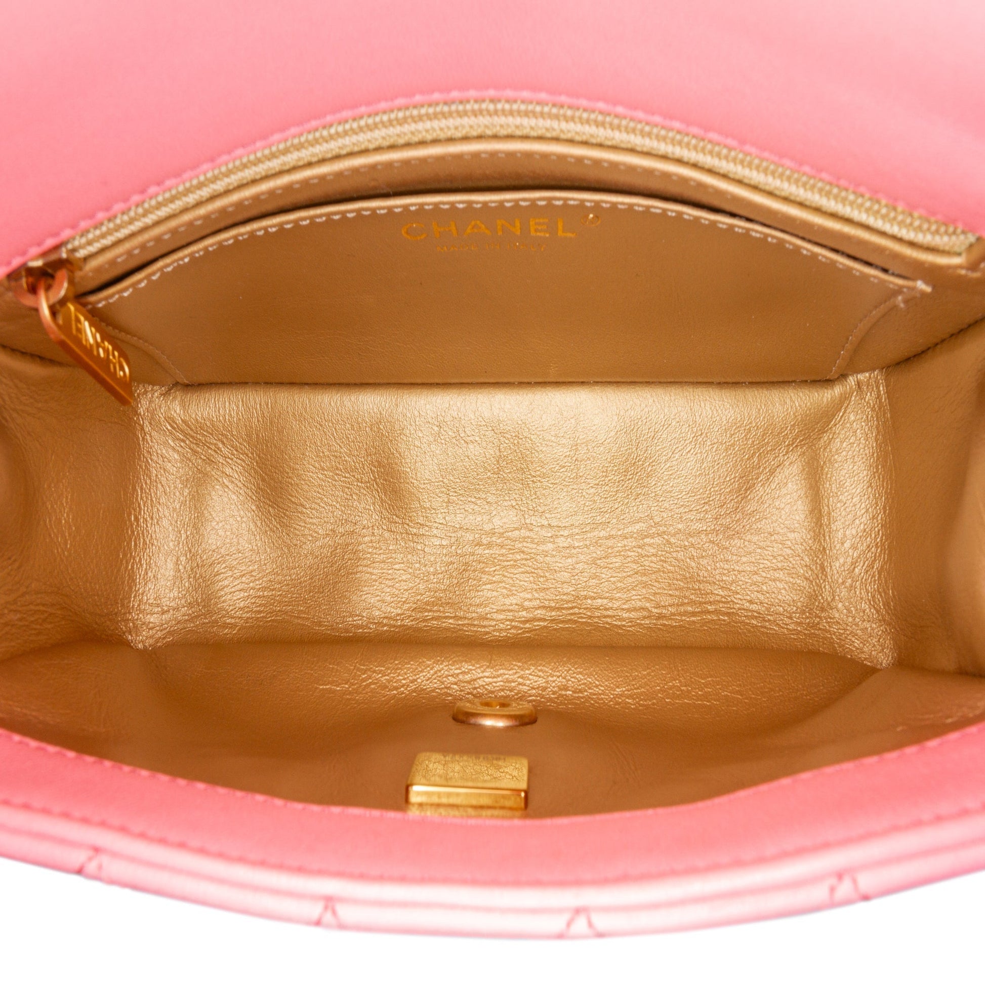 Pink Chanel Mini Rectangular Lambskin Pearl Crush Flap Crossbody Bag