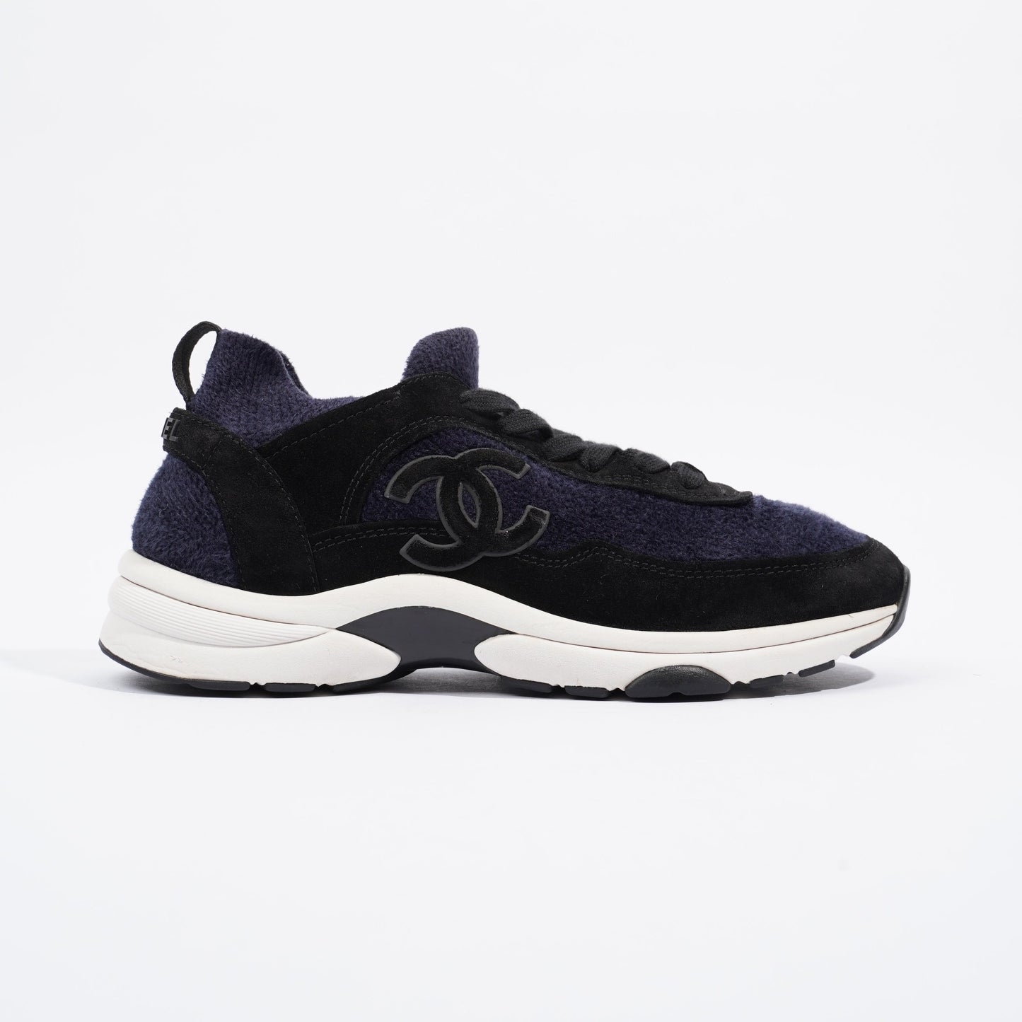 Chanel CC Logo Sneaker Navy   Black   White Fabric EU 39 UK 6