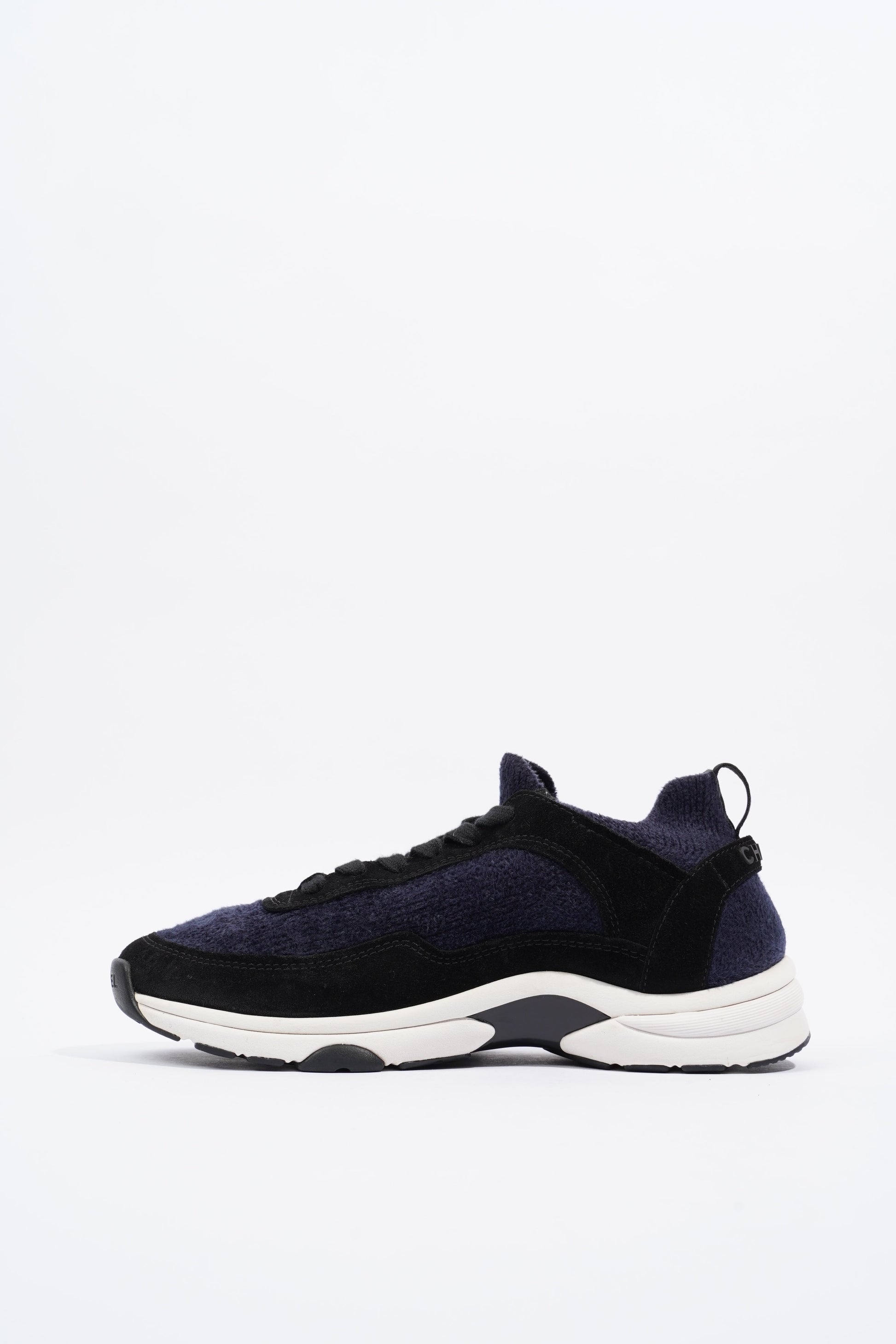 Chanel CC Logo Sneaker Navy   Black   White Fabric EU 39 UK 6