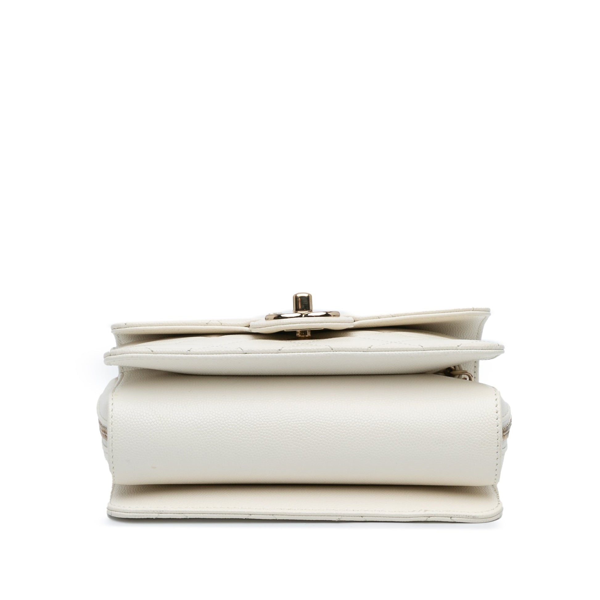 White Chanel Mini Caviar Like a Wallet Flap