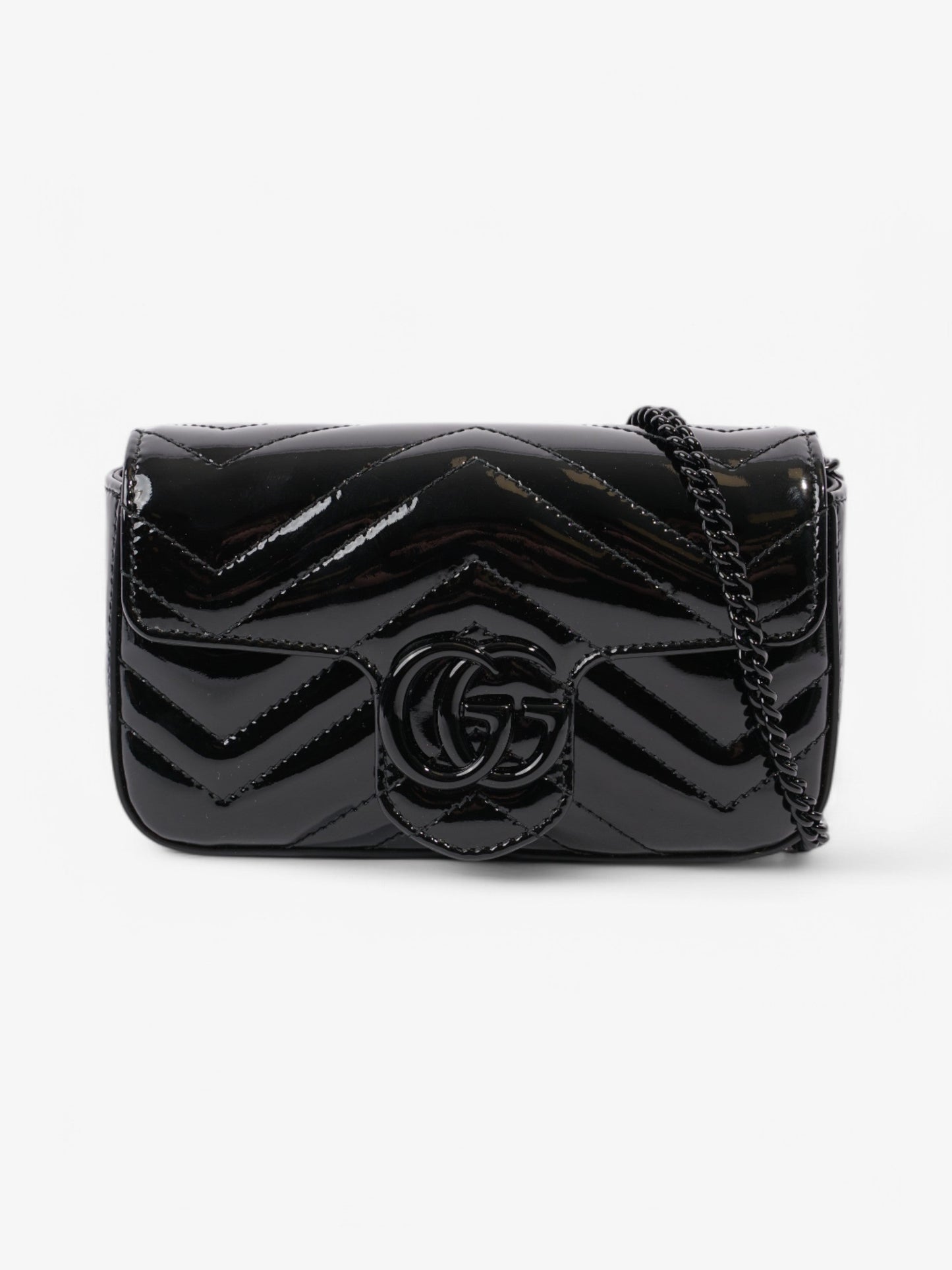 Gucci Marmont Patent Super Crossbody Bag Leather Black Mini 1