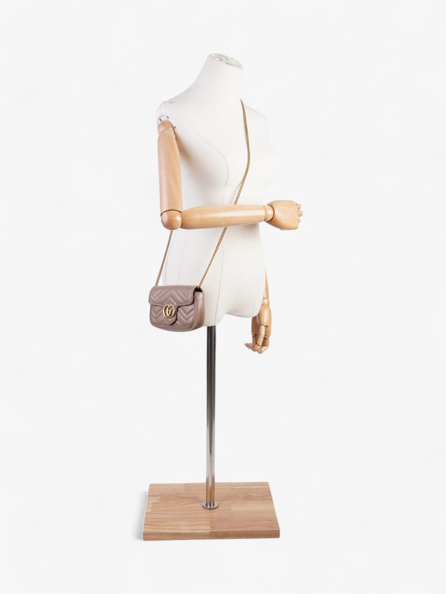Gucci Marmont Rose Super Mini Crossbody Bag Leather Matelasse