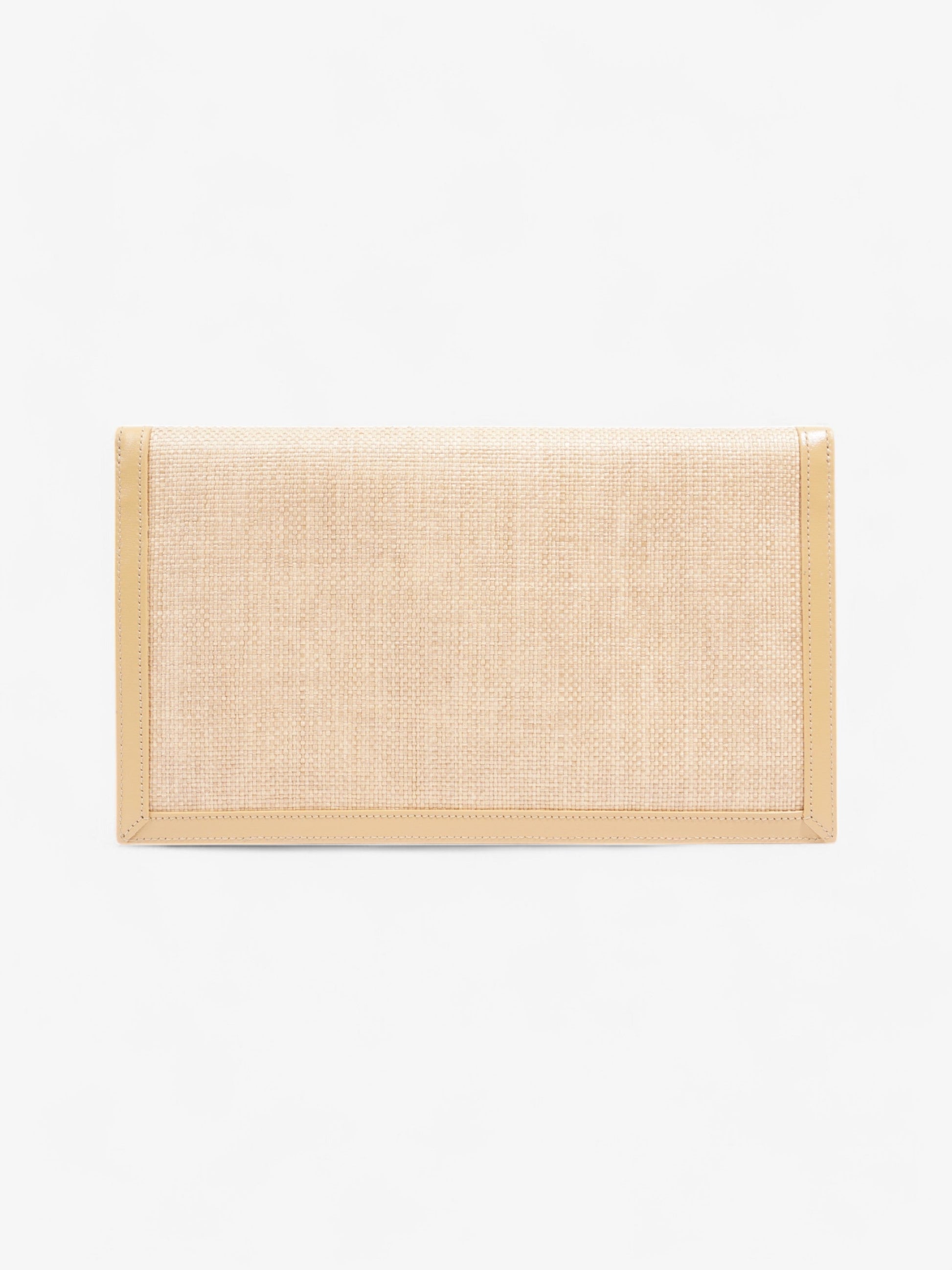YSL Saint Laurent Uptown Clutch Raffia Beige Clutch Bag