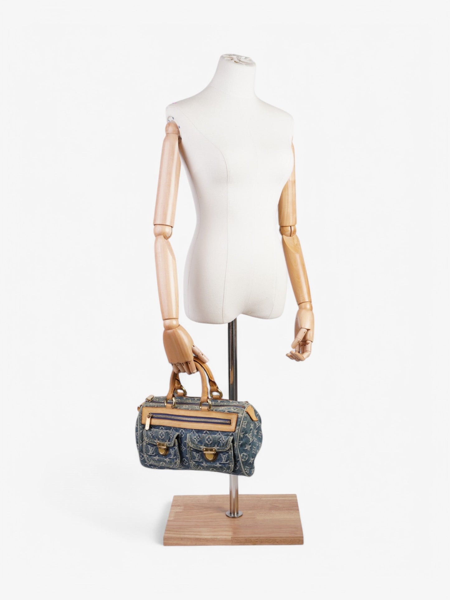 Louis Vuitton Denim Speedy Denim Blue Beige Handbag