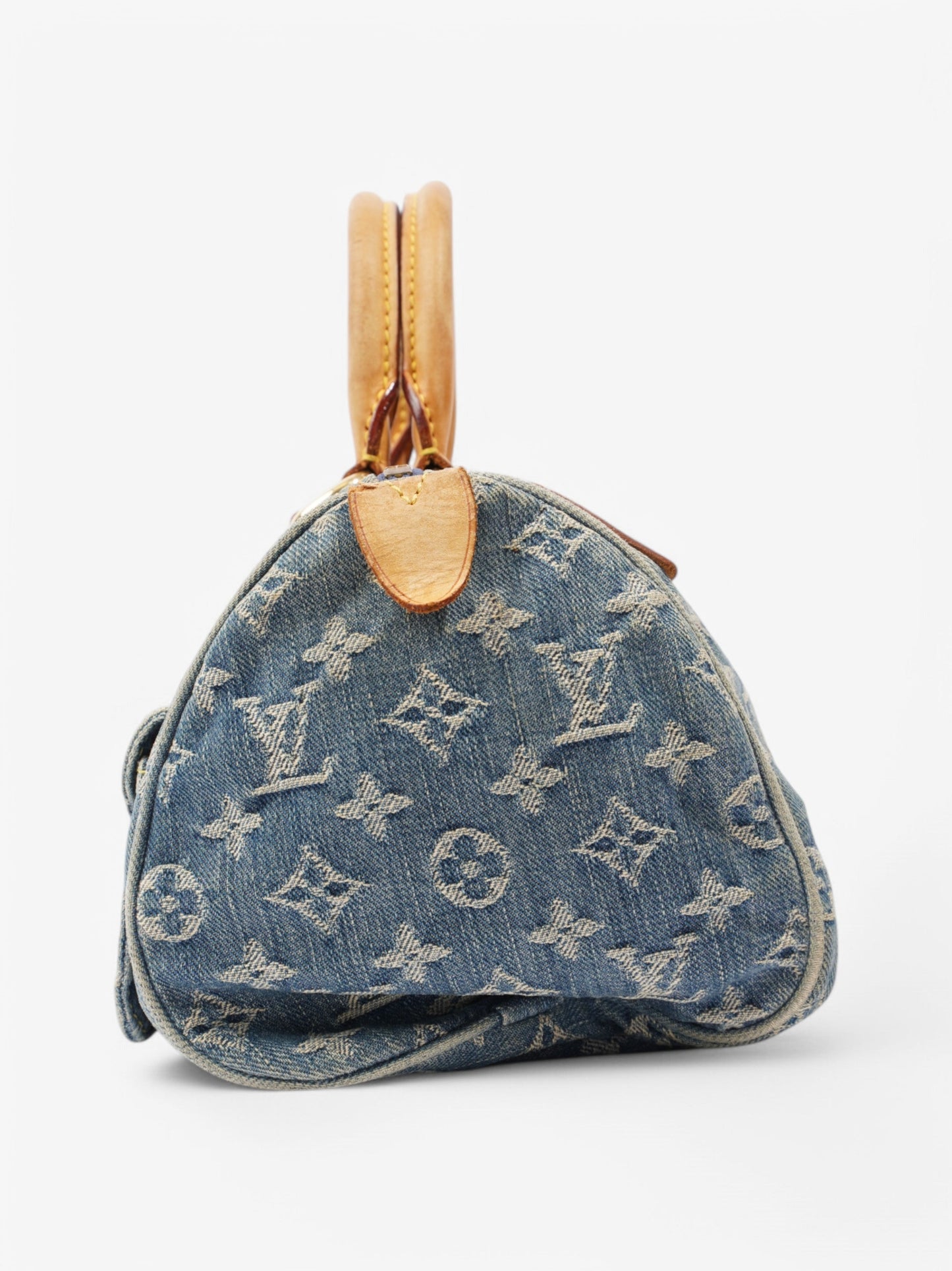 Louis Vuitton Denim Speedy Denim Blue Beige Handbag