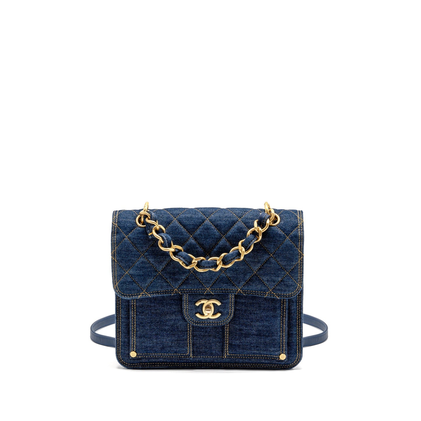 Chanel 23S Flap Backpack Denim GHW Microchip Blue Ghw Microchip