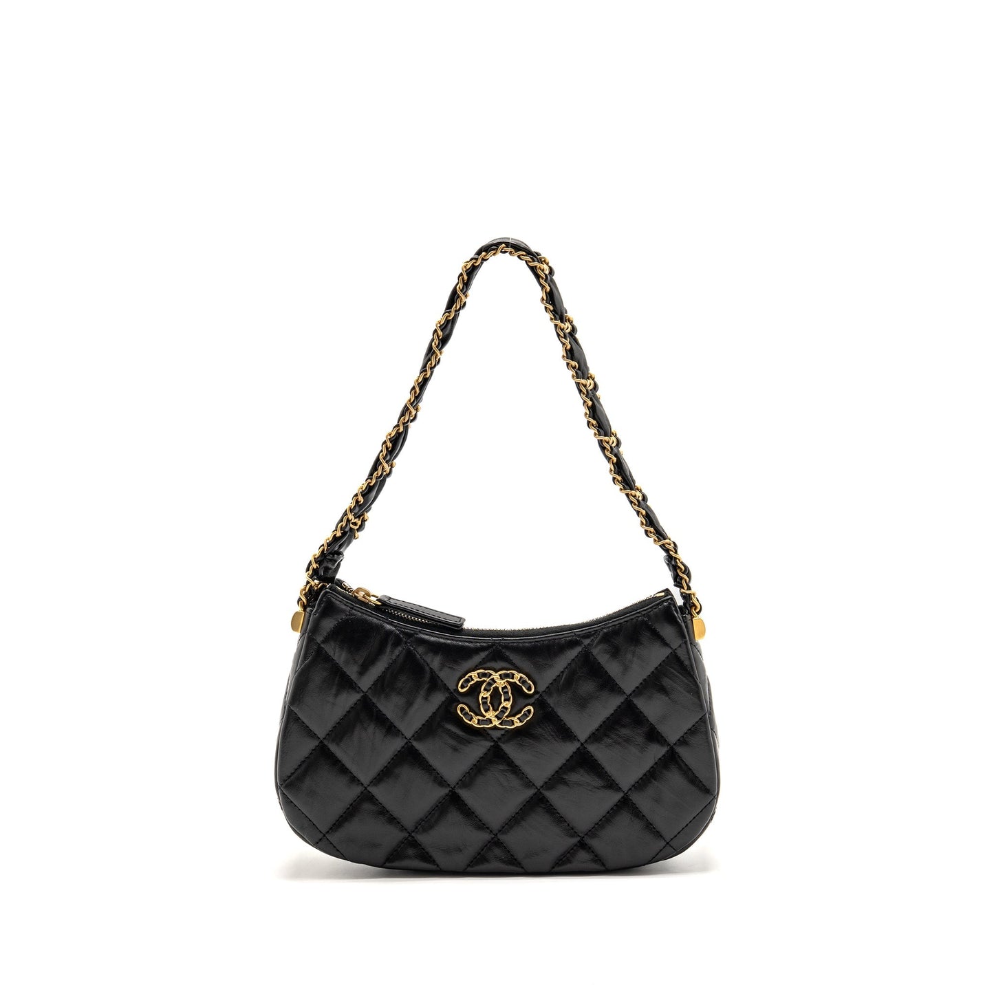 Chanel 23K 19 Hobo Calfskin GHW Microchip Black Shoulder Bag Black 6