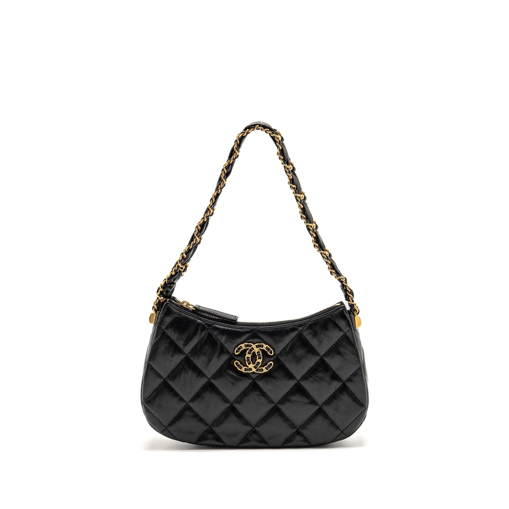 Chanel 23K 19 Hobo Calfskin GHW Microchip Black Shoulder Bag Black 6