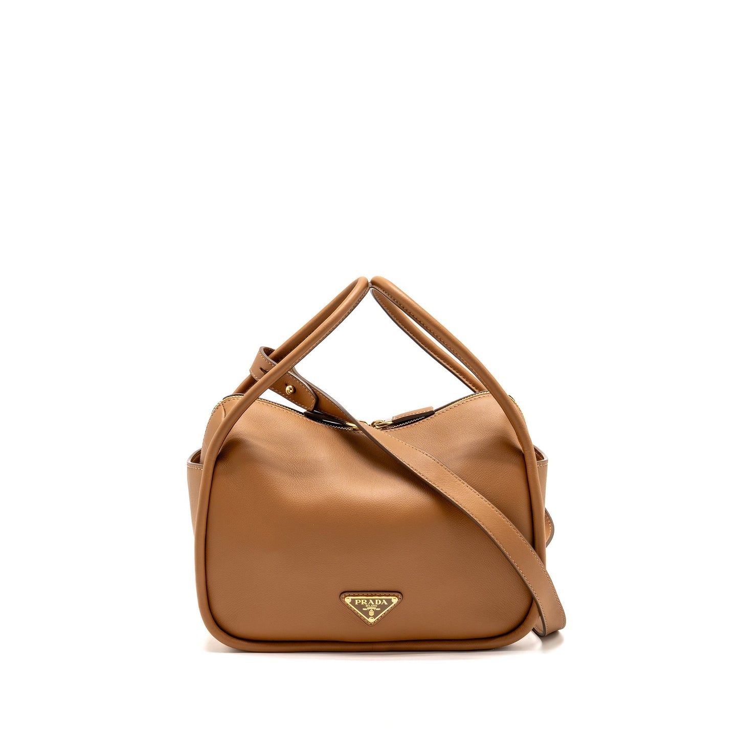 Prada Darling Handbag Calfskin Caramel Travel Bag