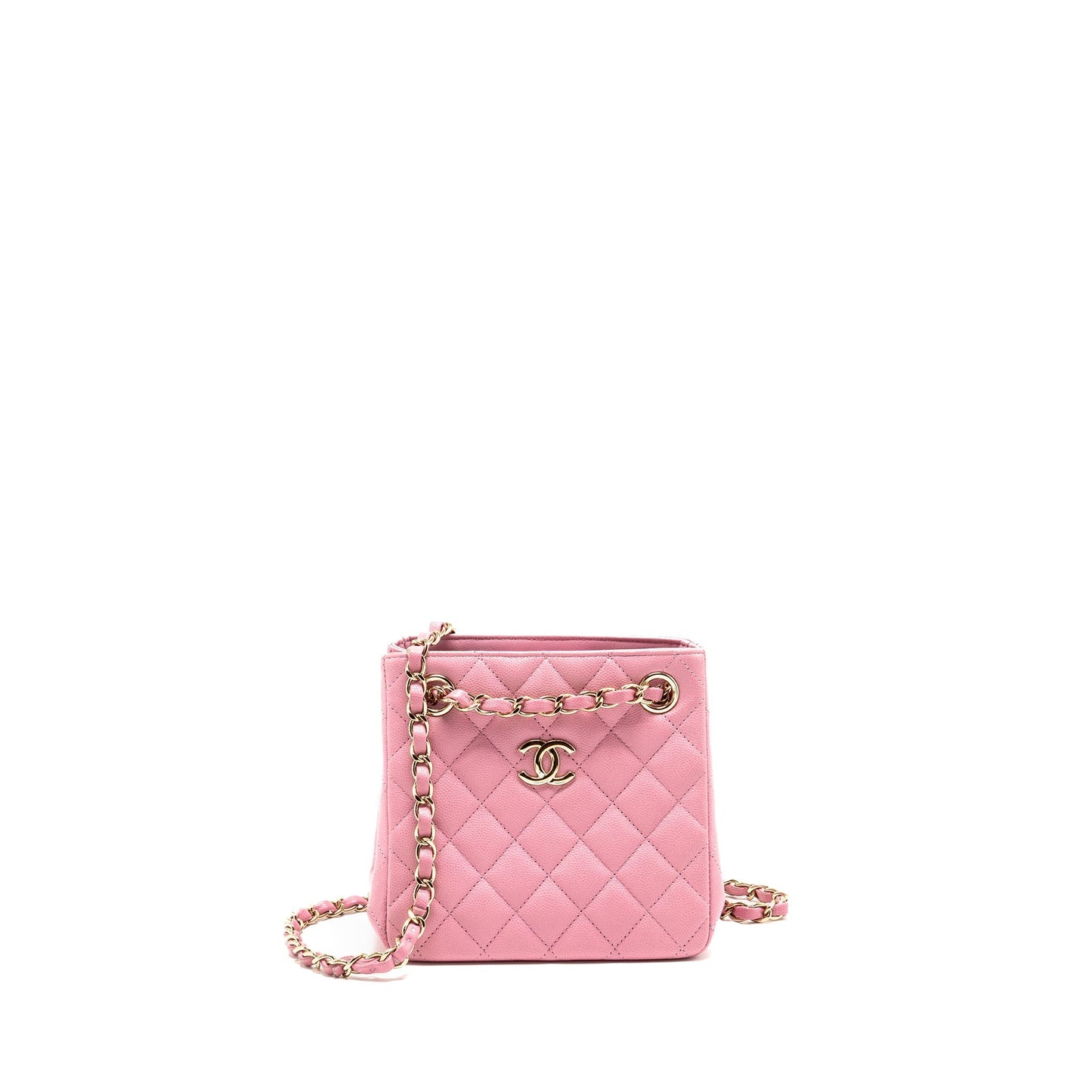 Chanel Bucket hobo caviar LGHW microchip Pink Shoulder Bag
