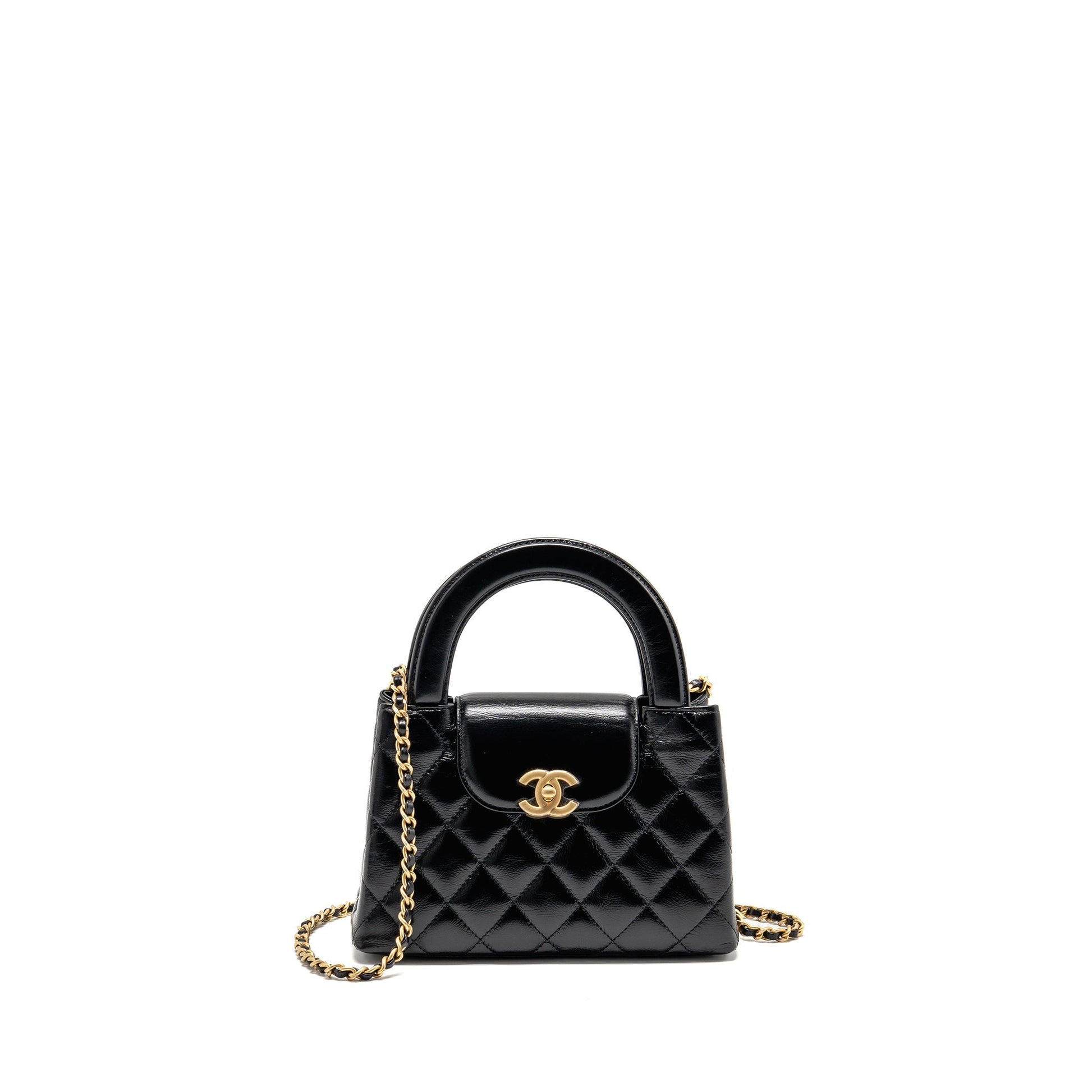 Chanel Kelly Shopping Calfskin GHW Microchip Black Tote Bag Black Ghwmicrochip
