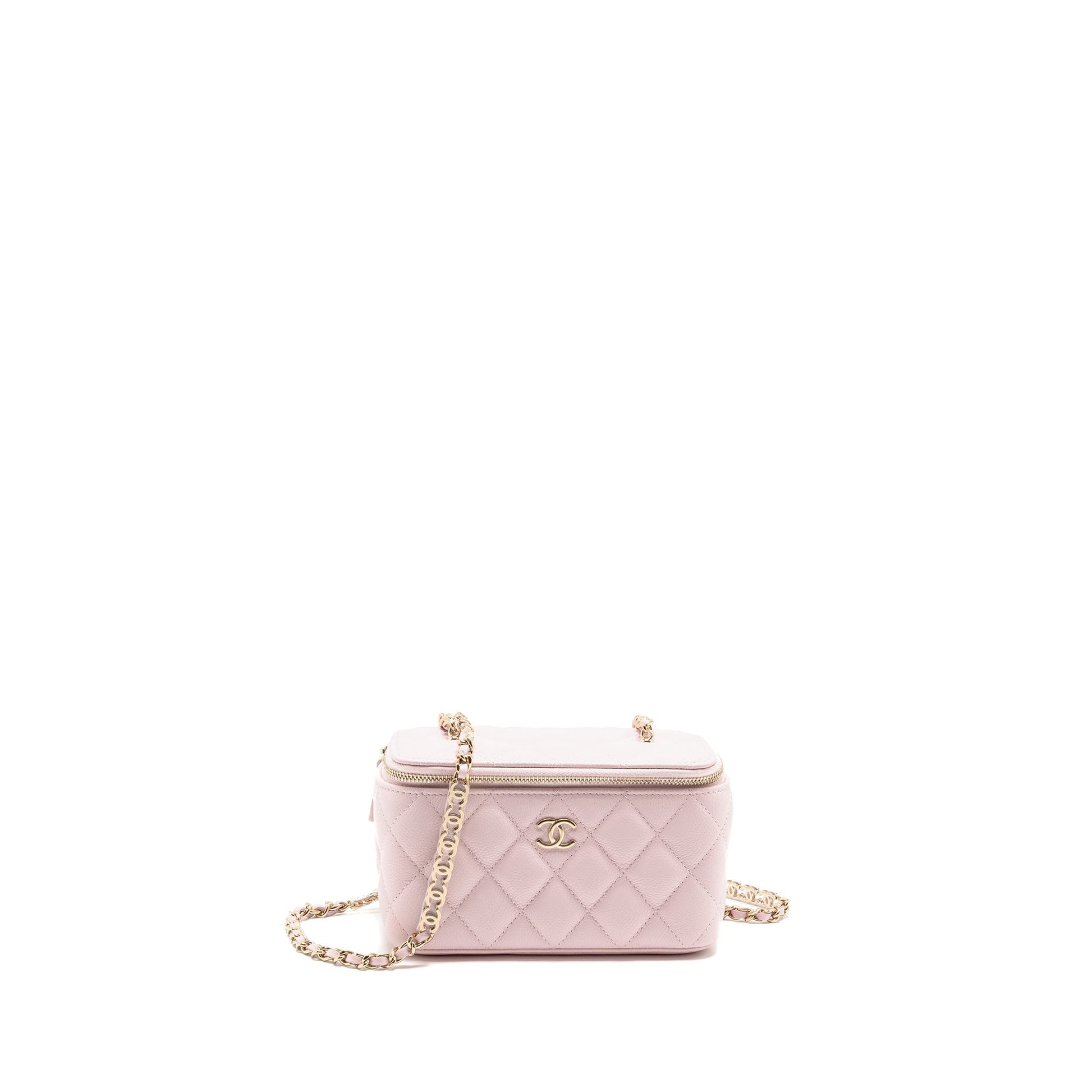 Chanel 22p Long Vanity Logo Light Caviar Pink Handbag
