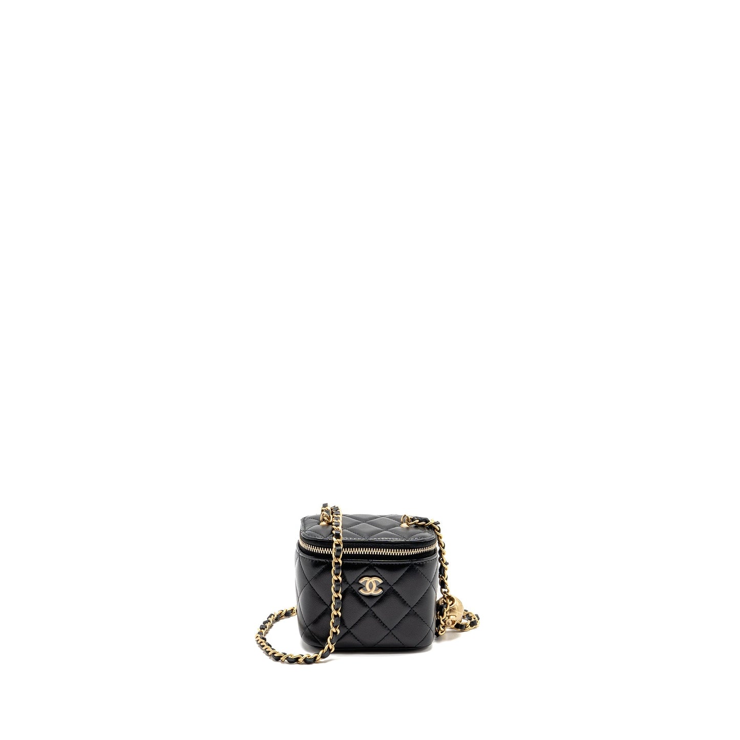 Chanel Pearl Crush Vanity Lambskin GHW Microchip Black Mini Bag Microchip 1