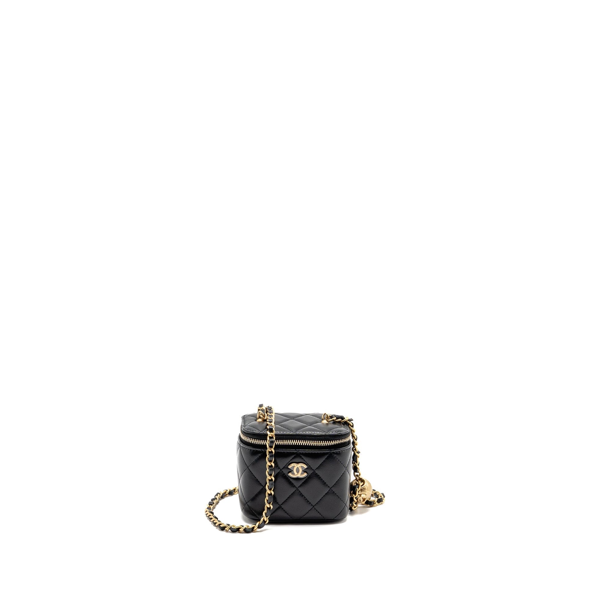 Chanel Pearl Crush Vanity Lambskin GHW Microchip Black Mini Bag Microchip 1