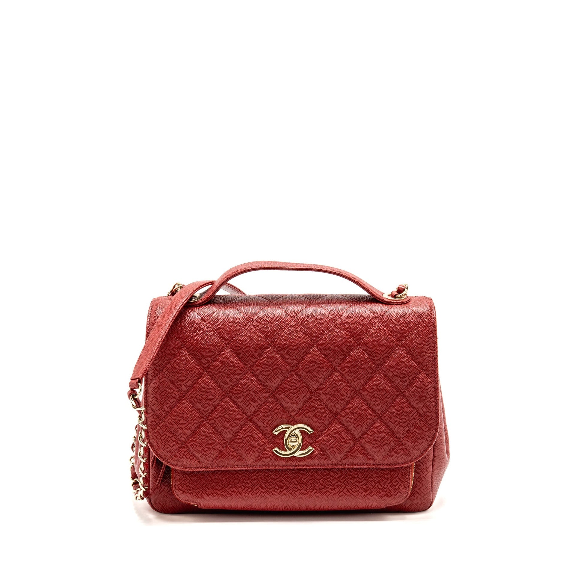 Chanel Business Affinity Caviar LGHW Red Handbag