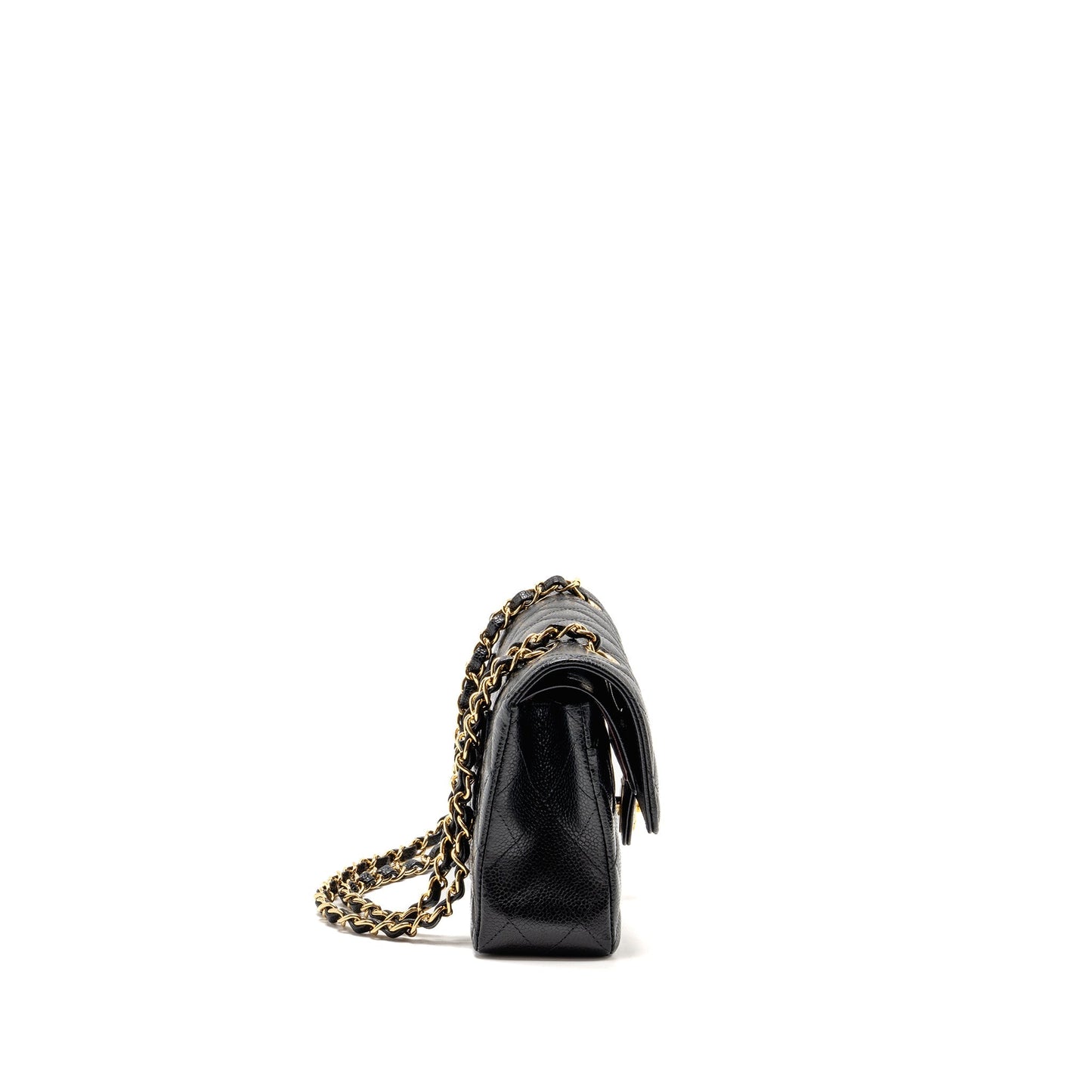 Chanel Classic Double Flap caviar GHW Microchip Black Small Shoulder Bag Cf Black