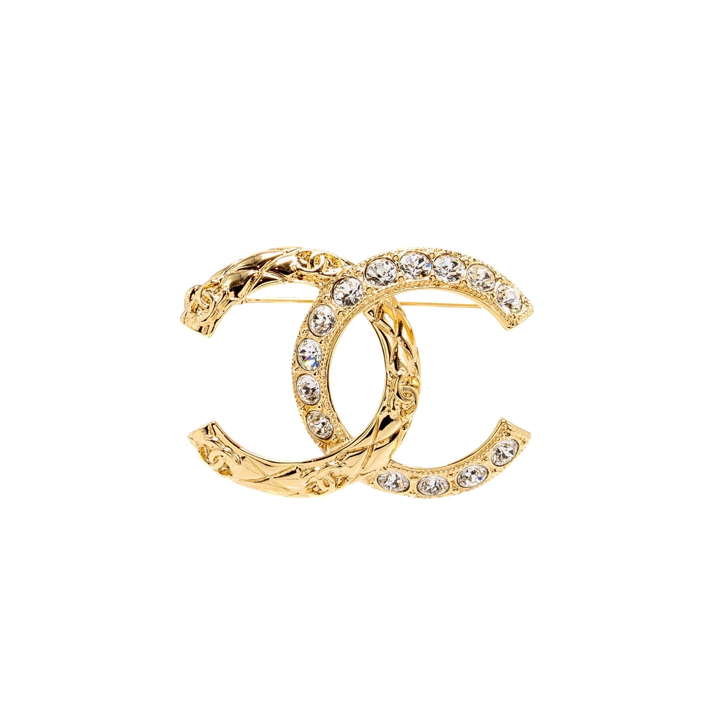 Chanel Crystal CC logo Brooch GHW Handbag