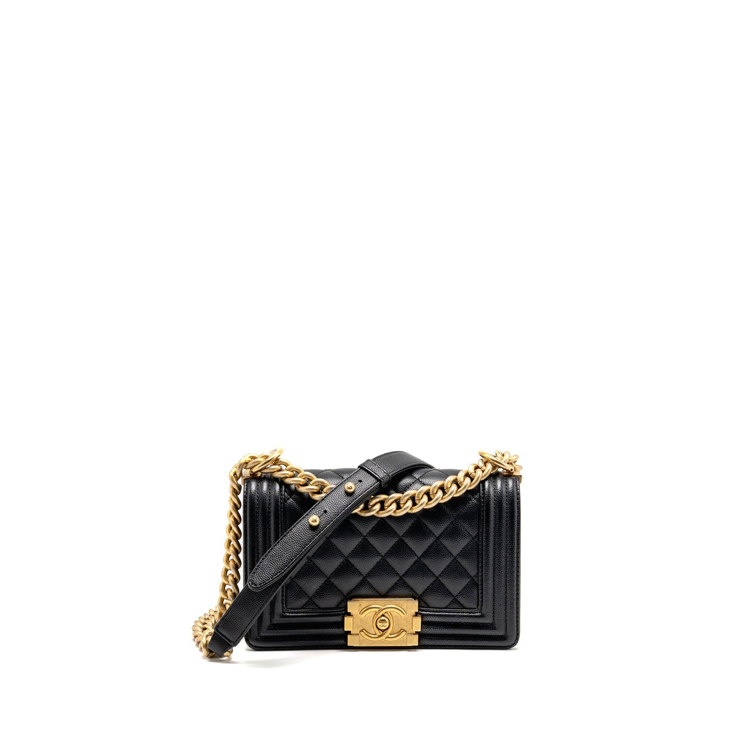 Chanel Boy Caviar GHW Microchip Black Small Handbag Microchip 1