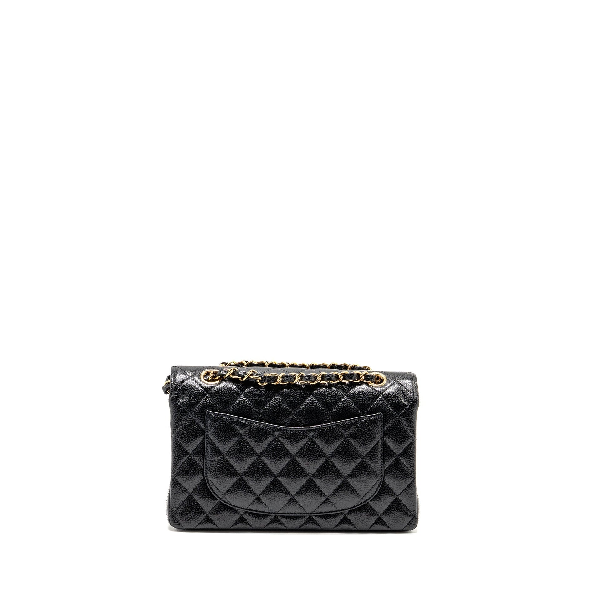 Chanel Classic Double Flap caviar GHW Microchip Black Small Shoulder Bag Cf Black