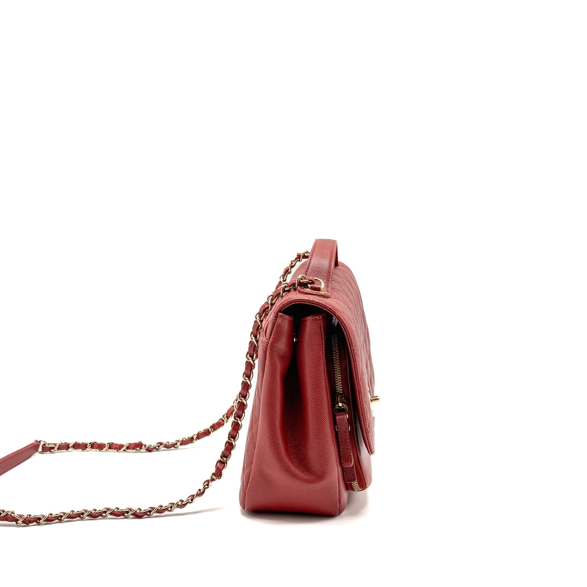 Chanel Business Affinity Caviar LGHW Red Handbag