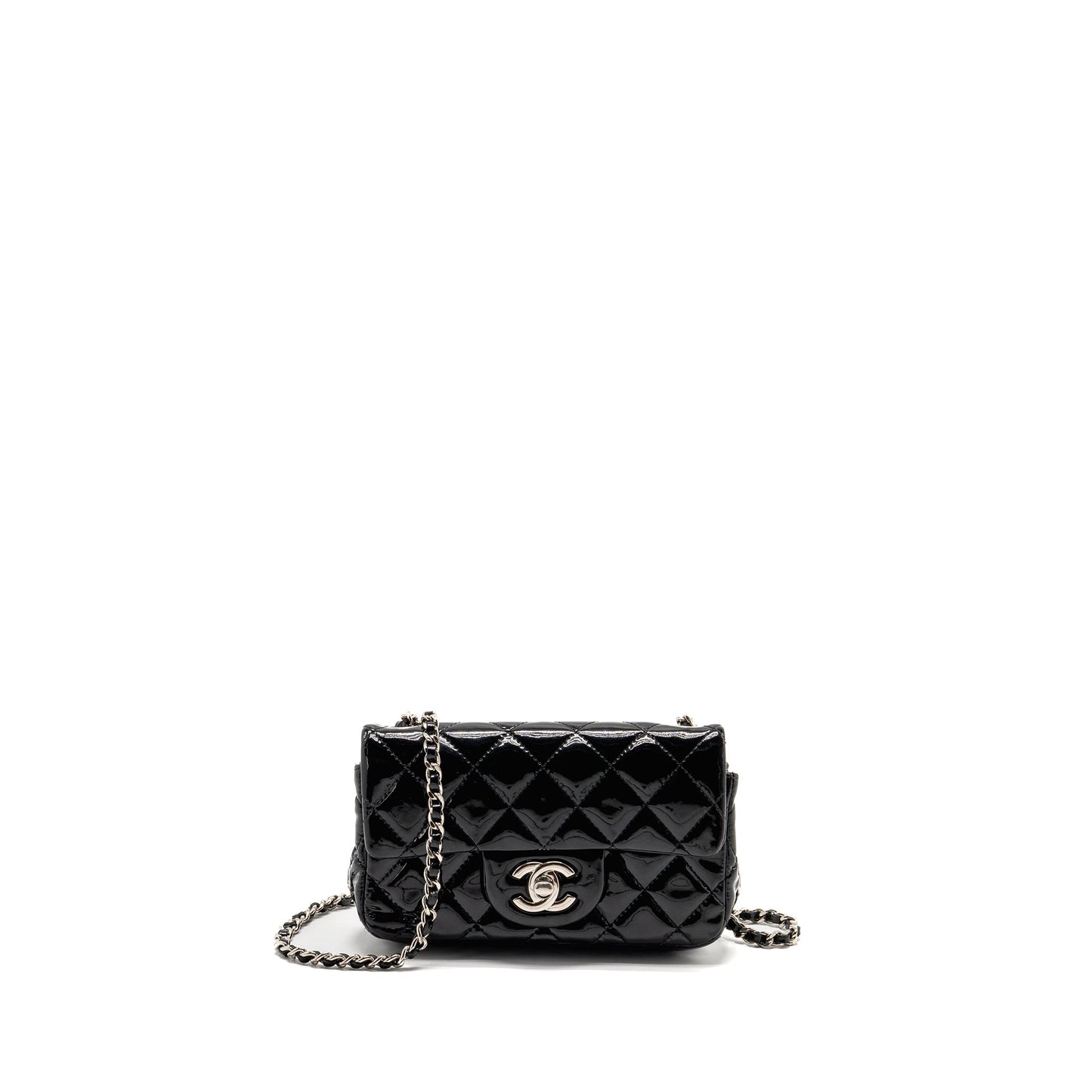 Chanel CC Flap Patent SHW Black Pink Shoulder Bag