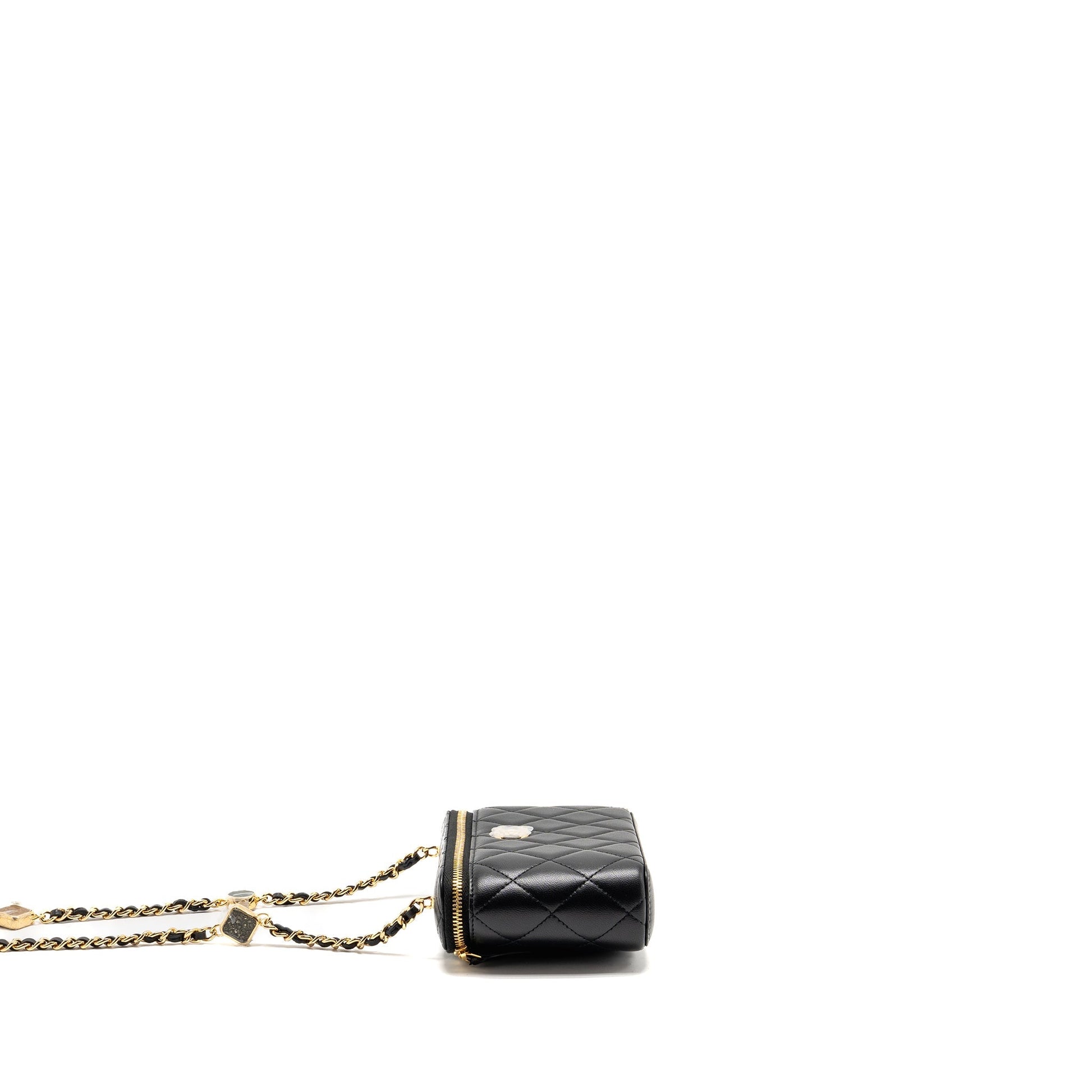 Chanel Vanity Detail Caviar GHW Microchip Black Small Clutch Bag