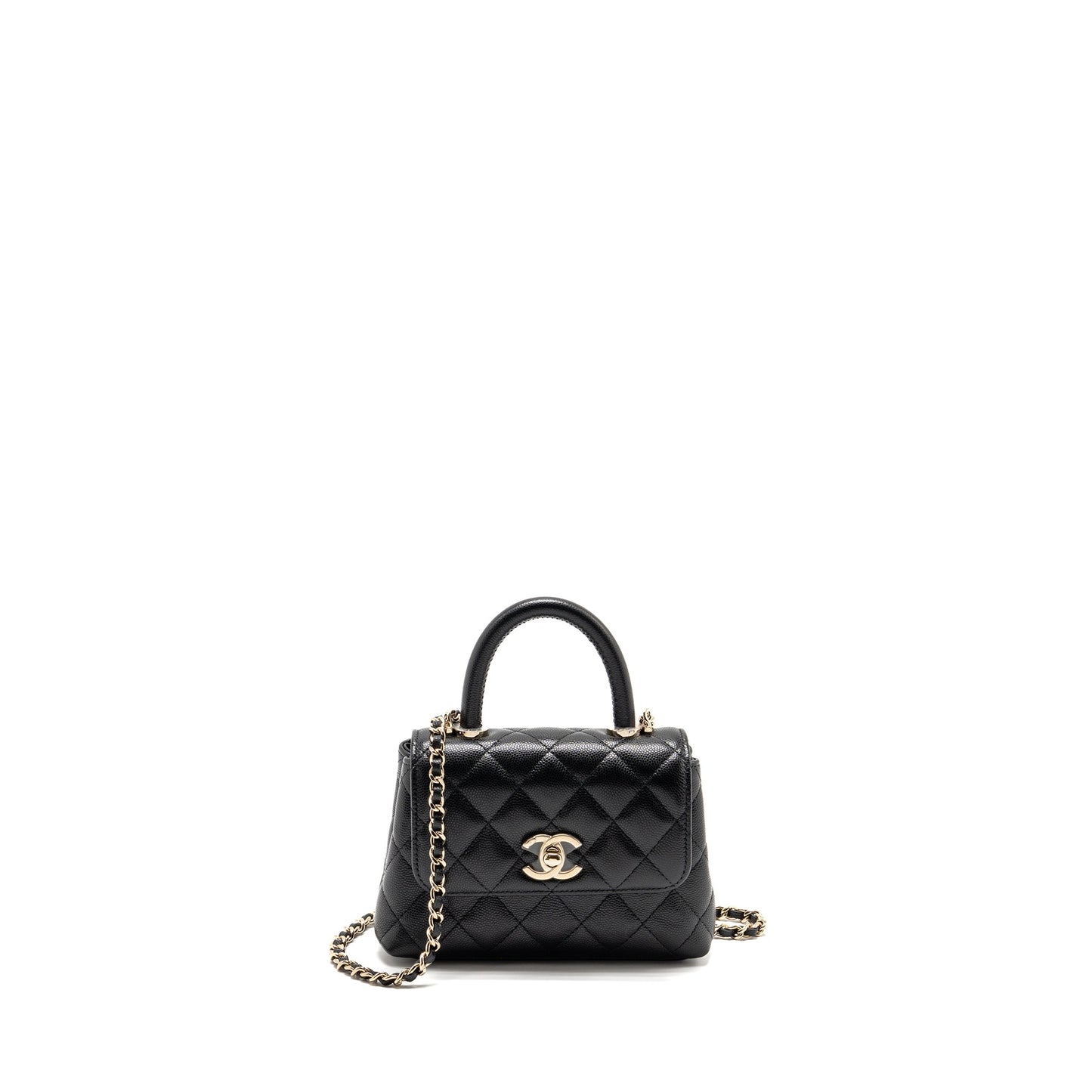 Chanel Coco Handle Caviar LGHW Microchip Black Clutch Bag Microchip 1