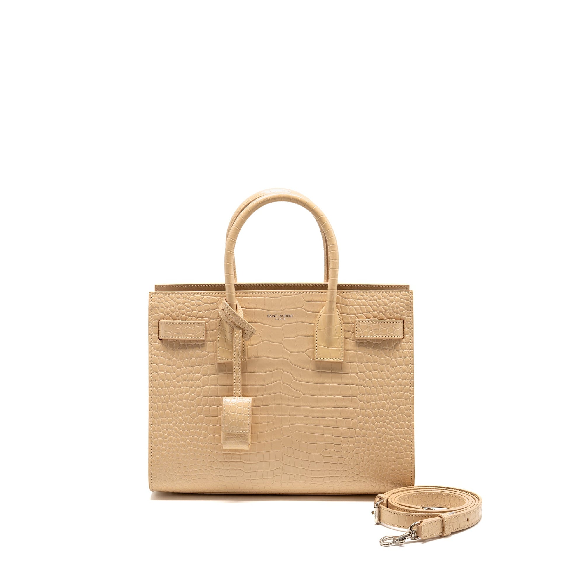YSL Saint Laurent Saint Laurent Sac De Jour Tote Crocodile Beige Tote Bag